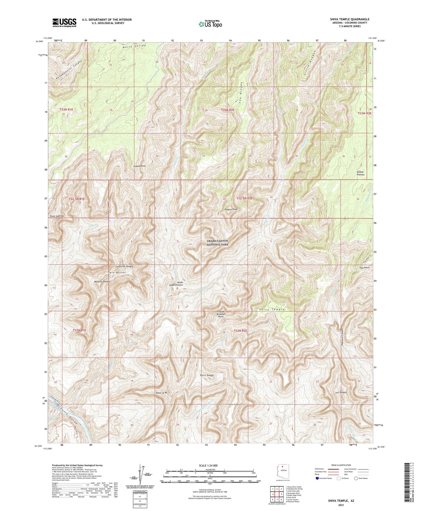 Shiva Temple Arizona US Topo Map Image