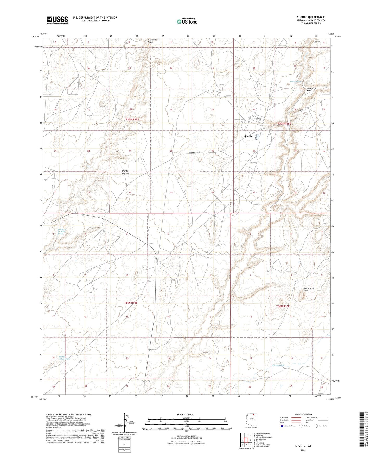 Shonto Arizona US Topo Map Image