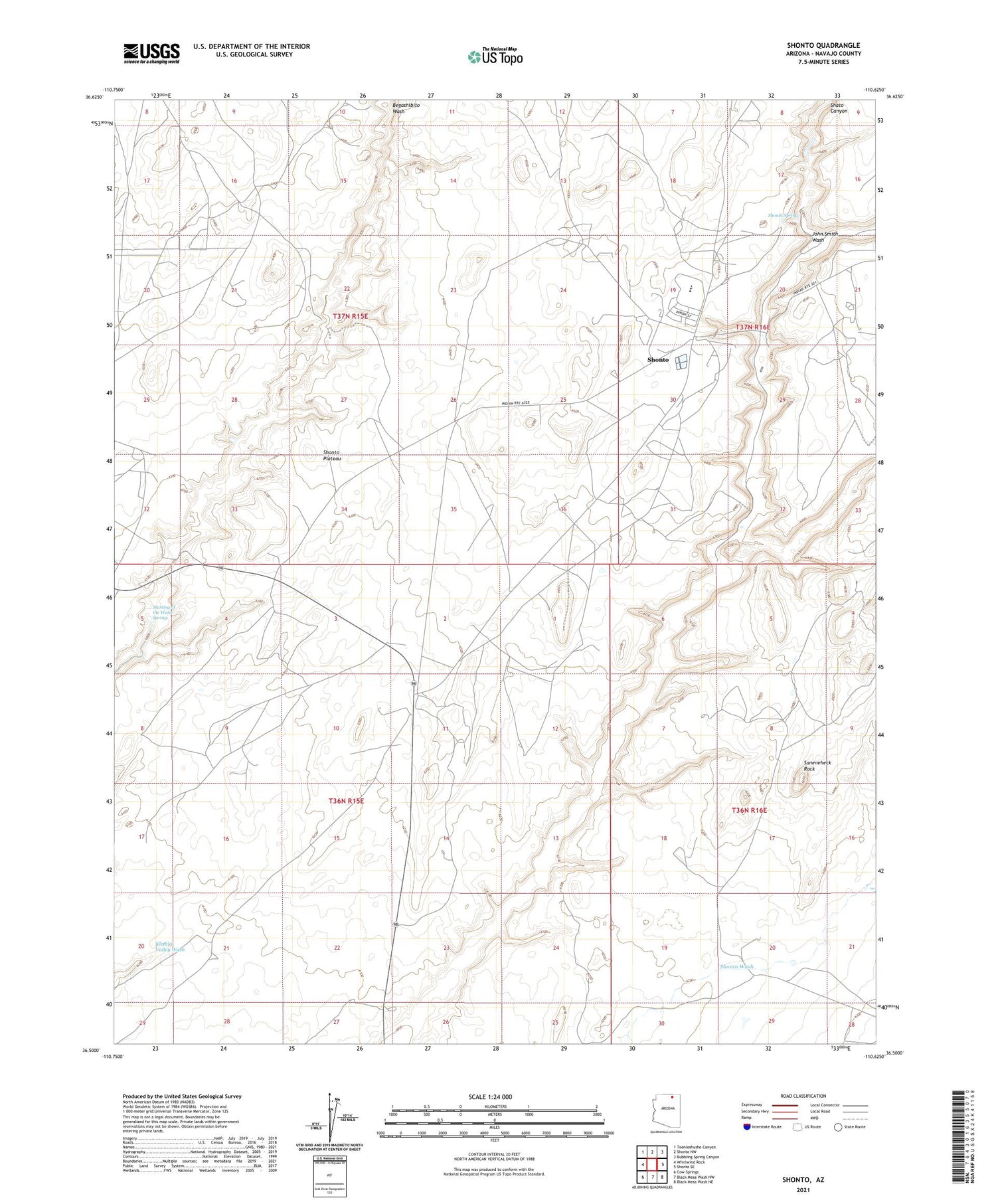 Shonto Arizona US Topo Map Image