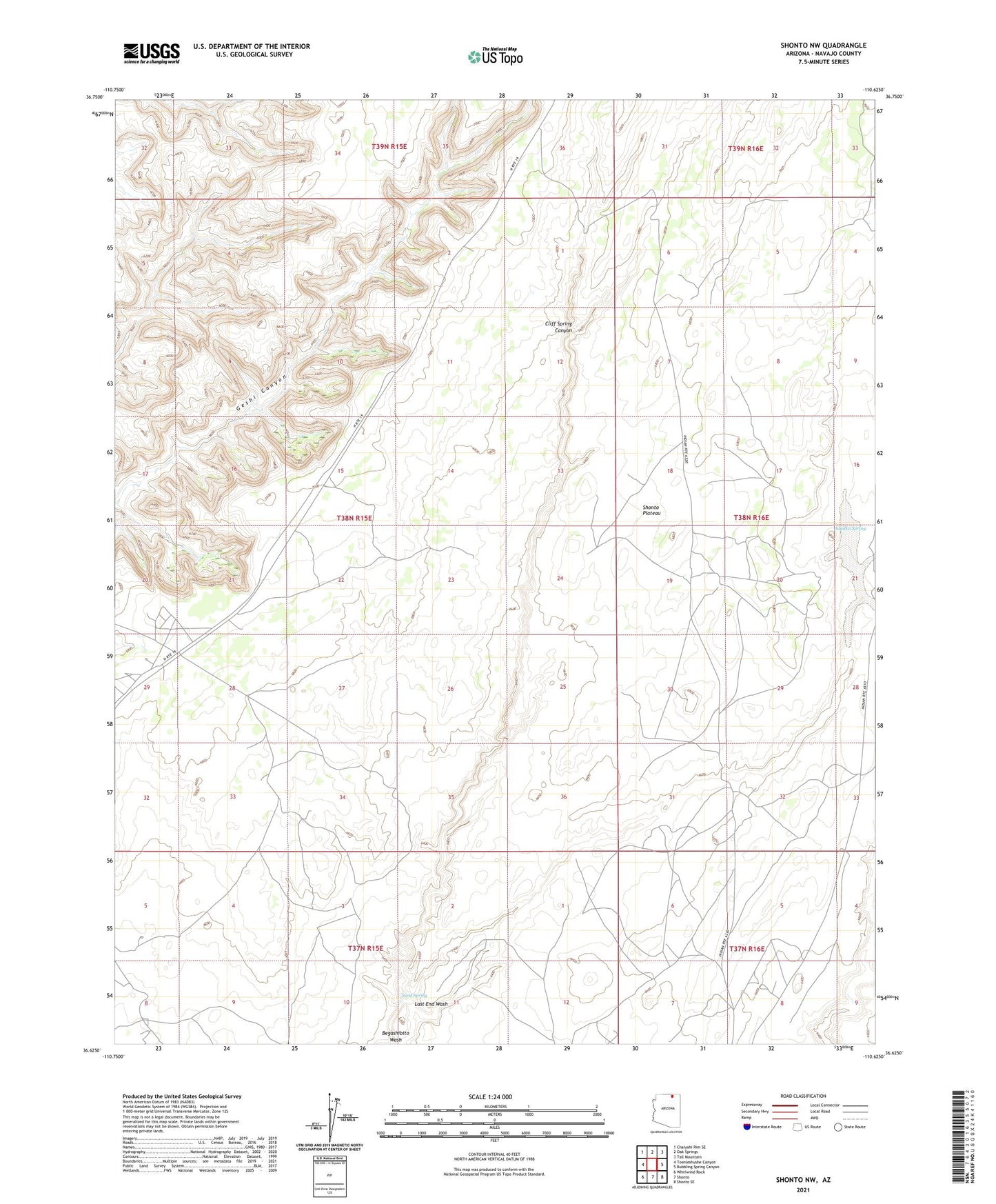 Shonto NW Arizona US Topo Map Image