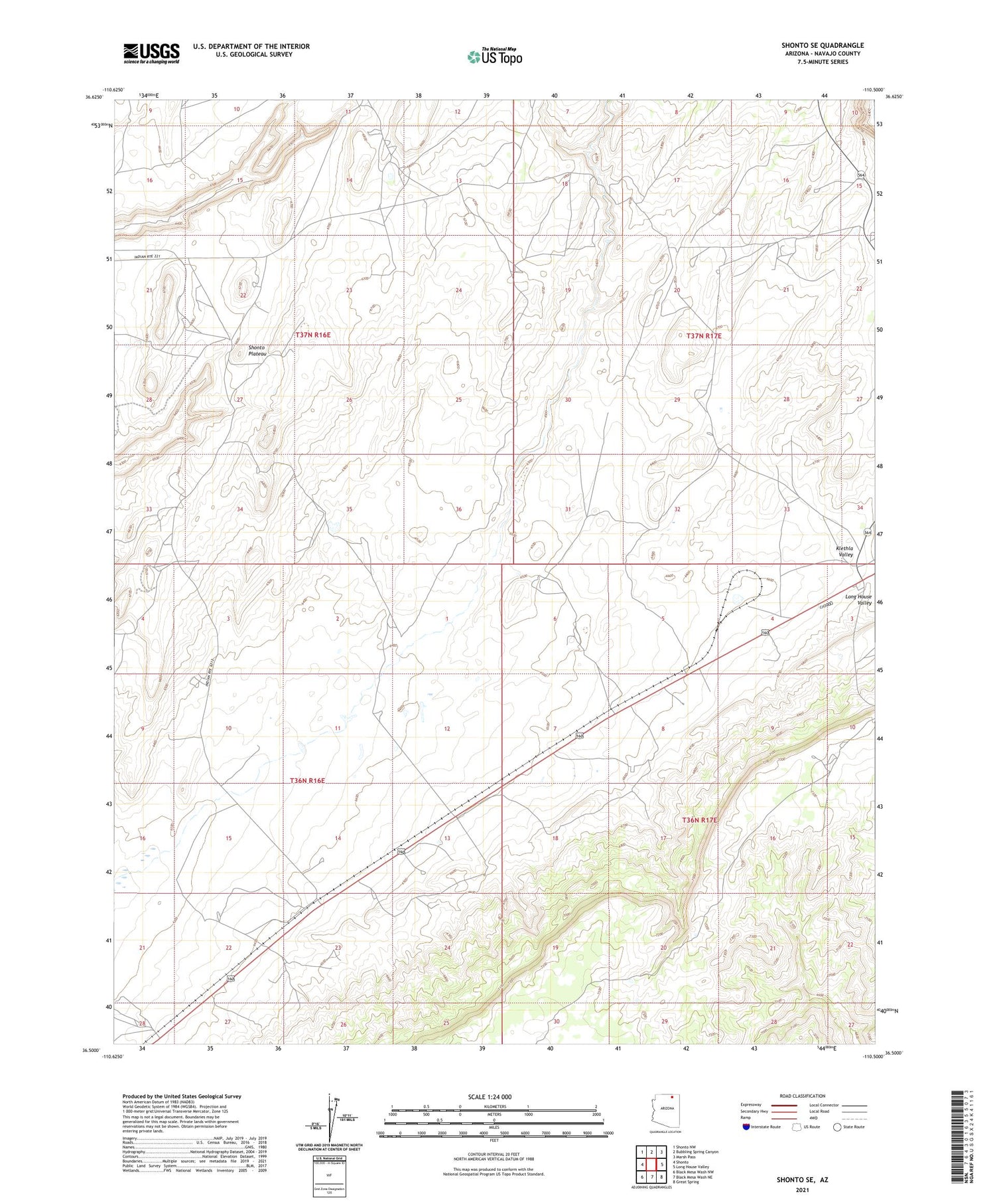 Shonto SE Arizona US Topo Map Image