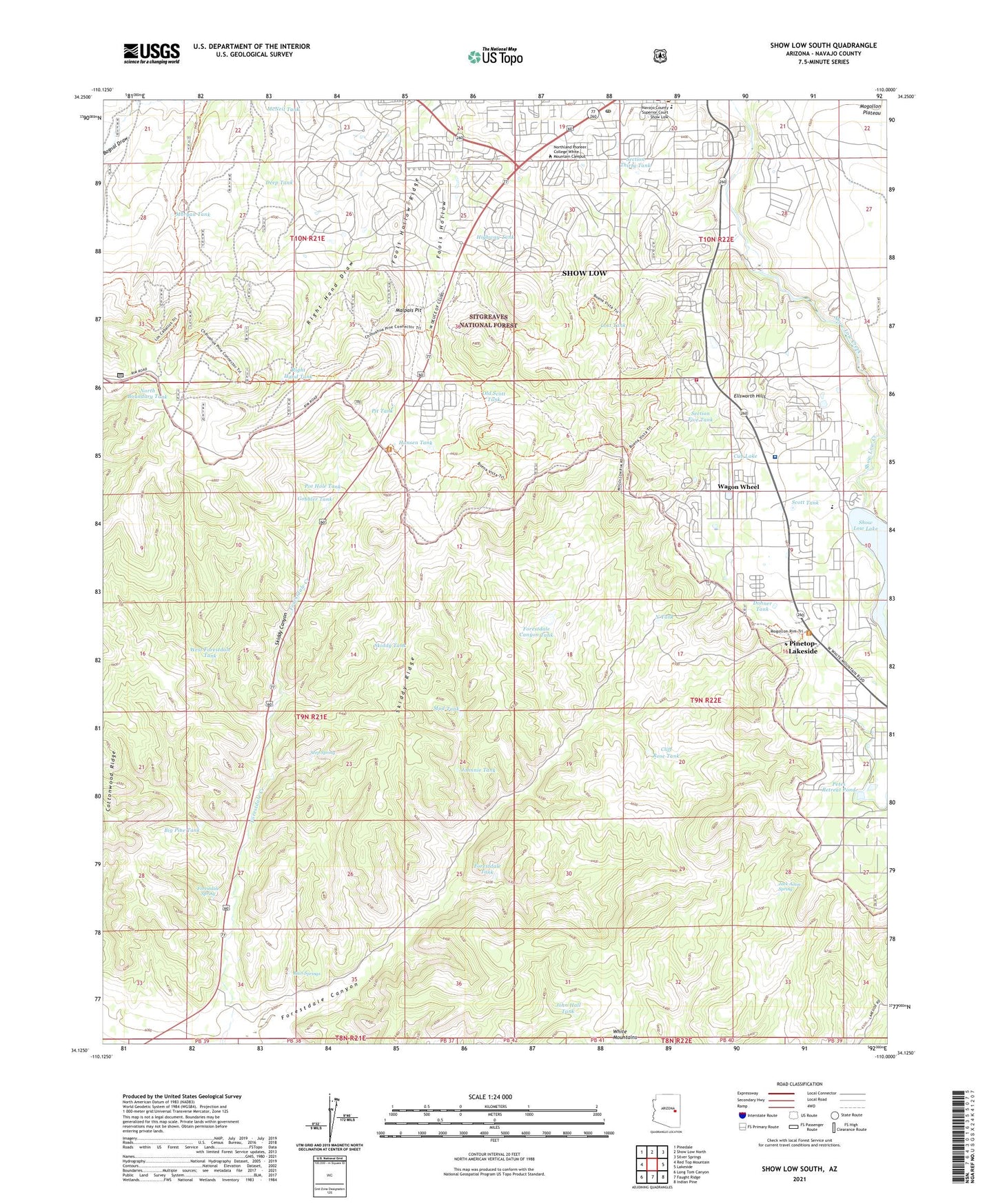 Show Low South Arizona US Topo Map Image