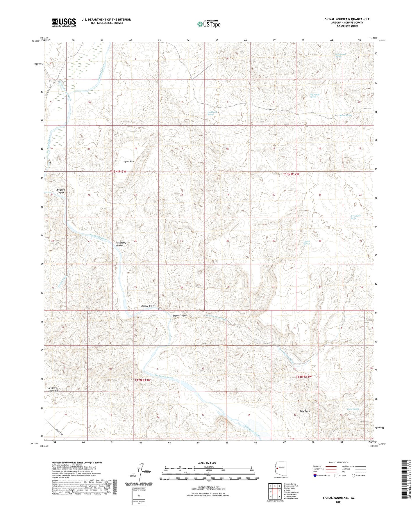 Signal Mountain Arizona US Topo Map Image