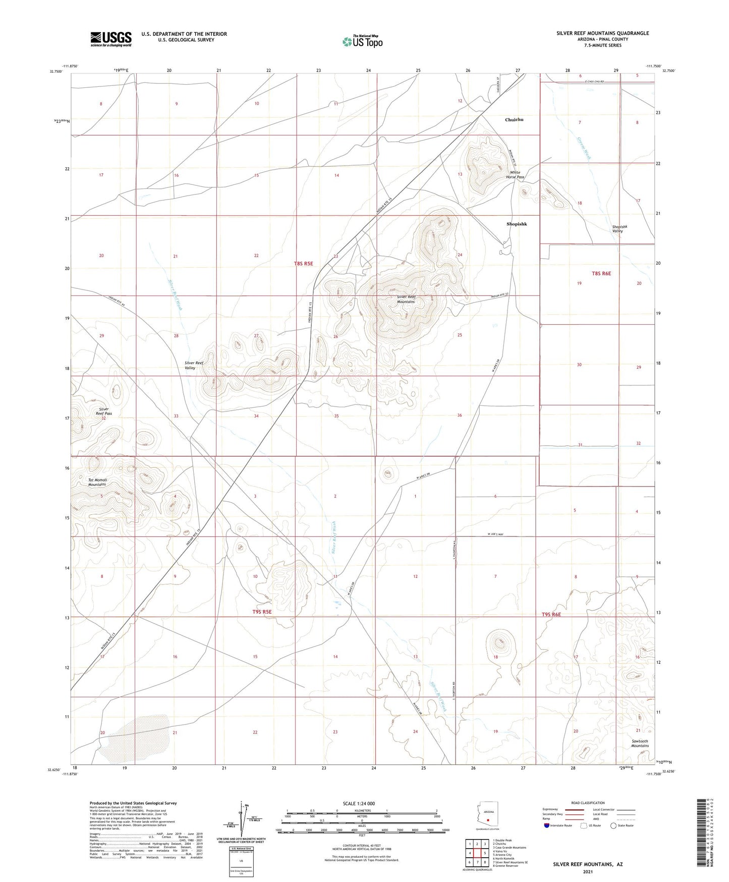 Silver Reef Mountains Arizona US Topo Map Image