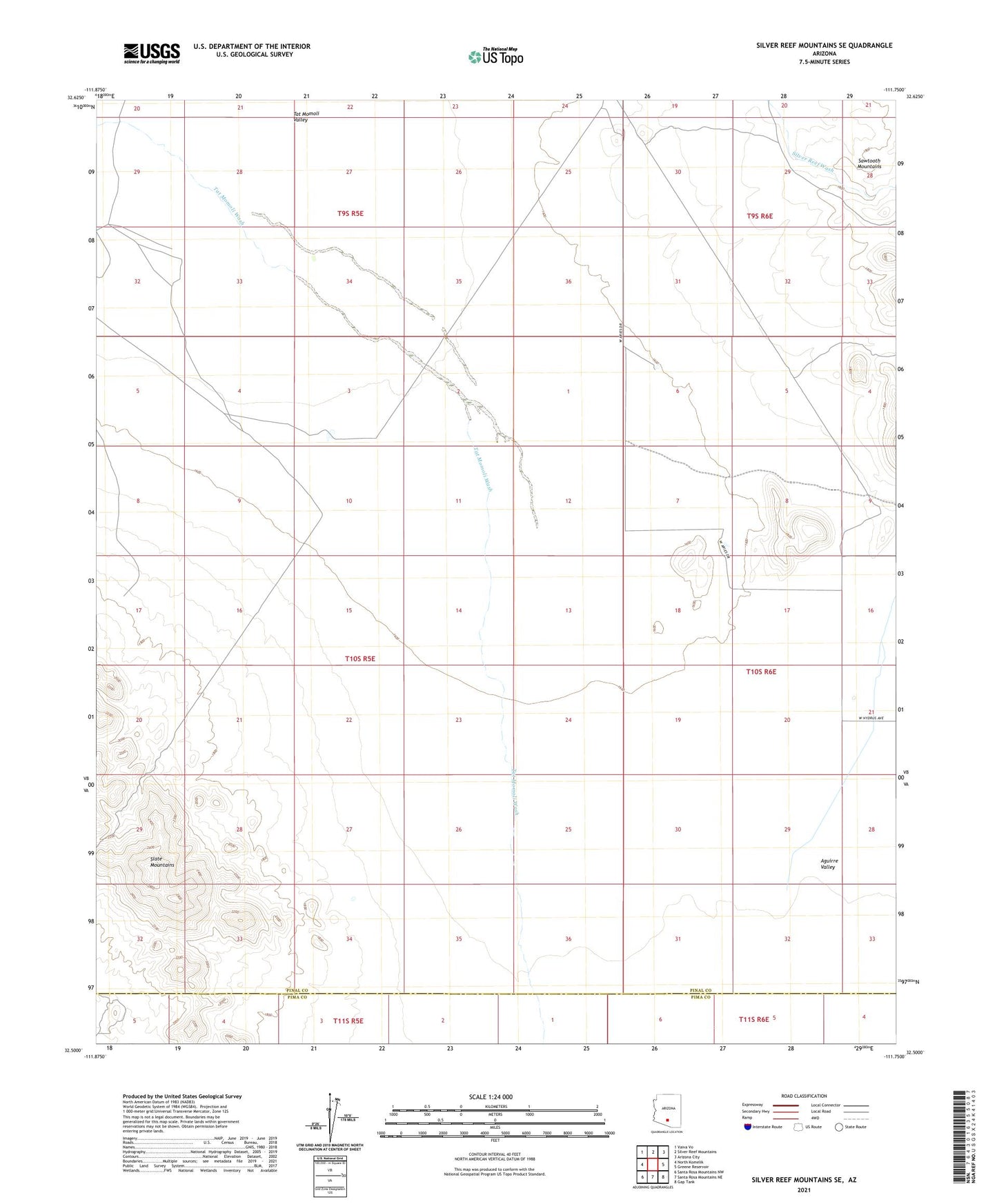 Silver Reef Mountains SE Arizona US Topo Map Image