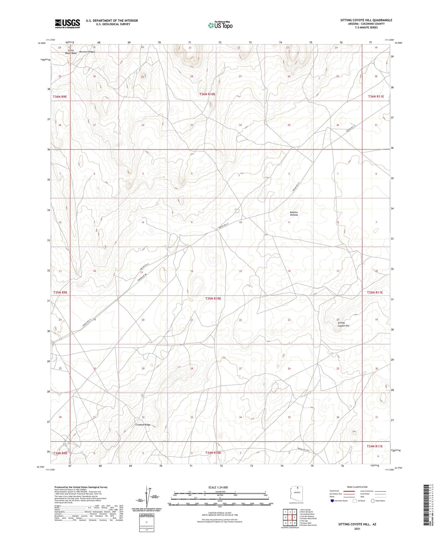 Sitting Coyote Hill Arizona US Topo Map Image