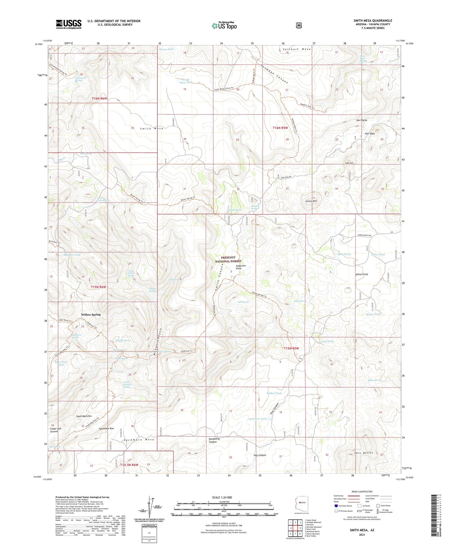 Smith Mesa Arizona US Topo Map Image