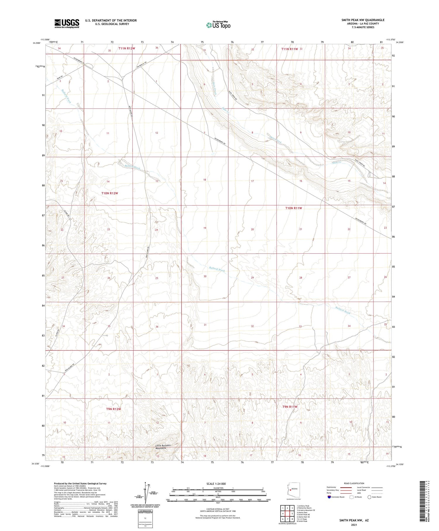 Smith Peak NW Arizona US Topo Map Image