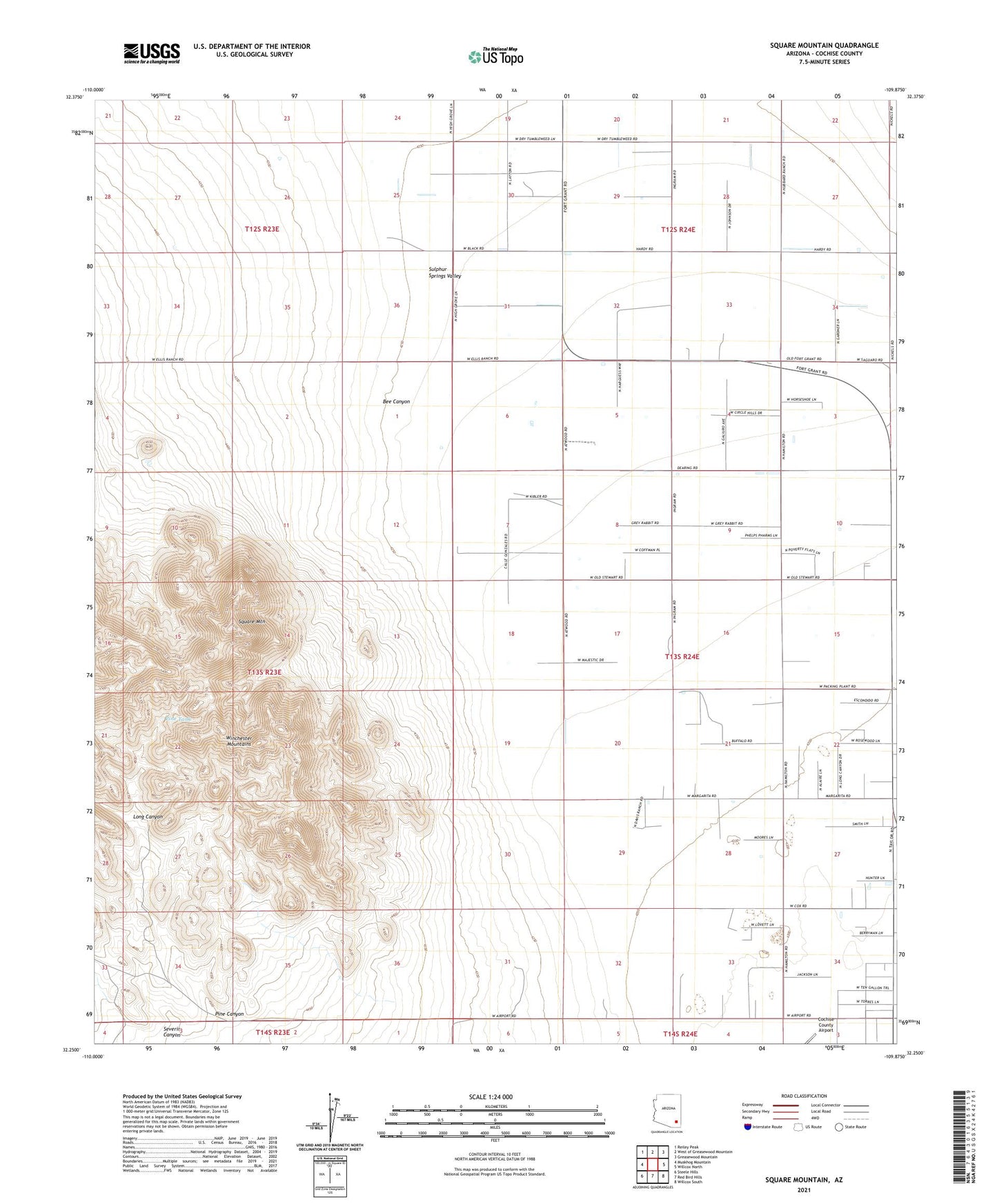 Square Mountain Arizona US Topo Map Image