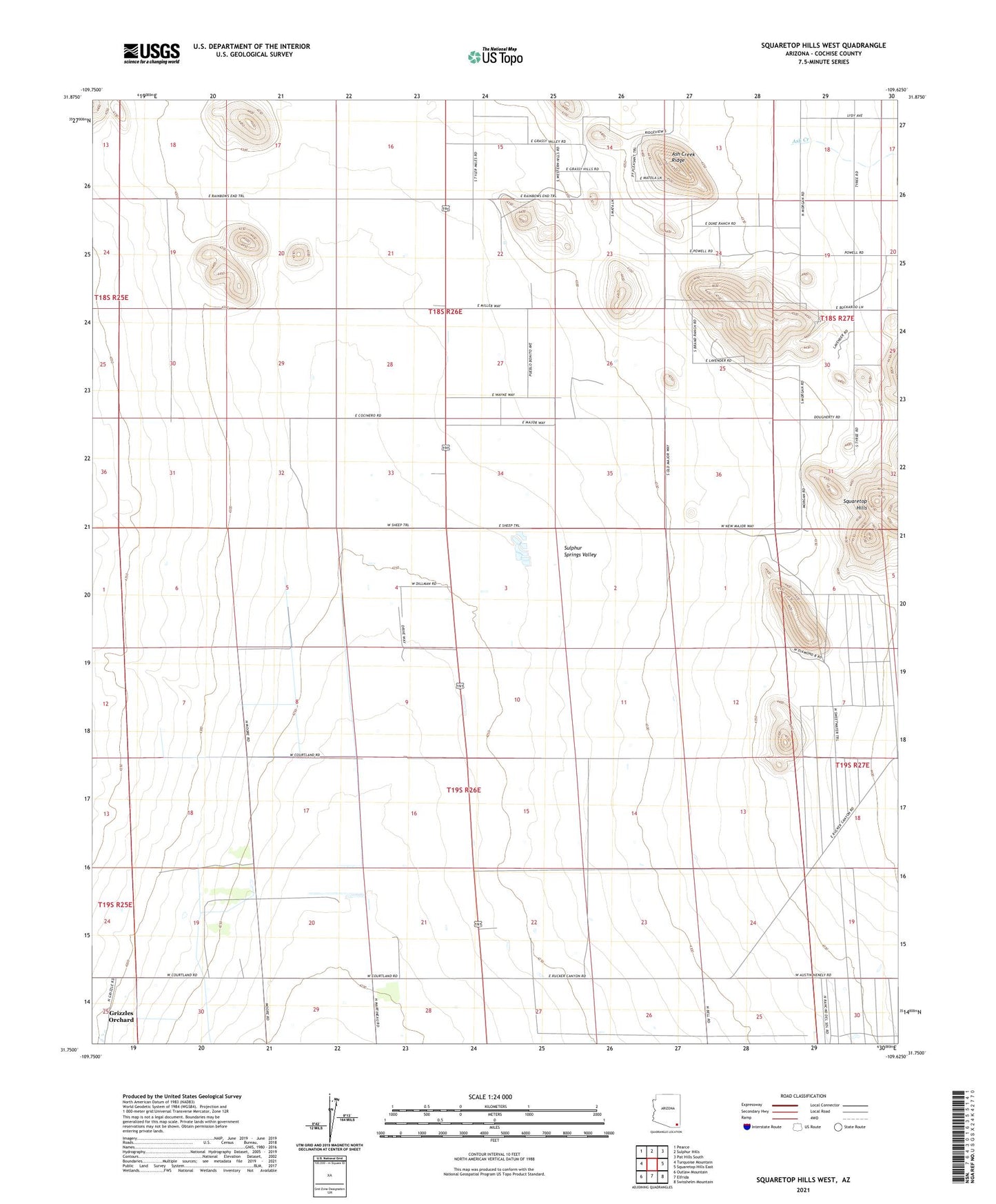 Squaretop Hills West Arizona US Topo Map Image