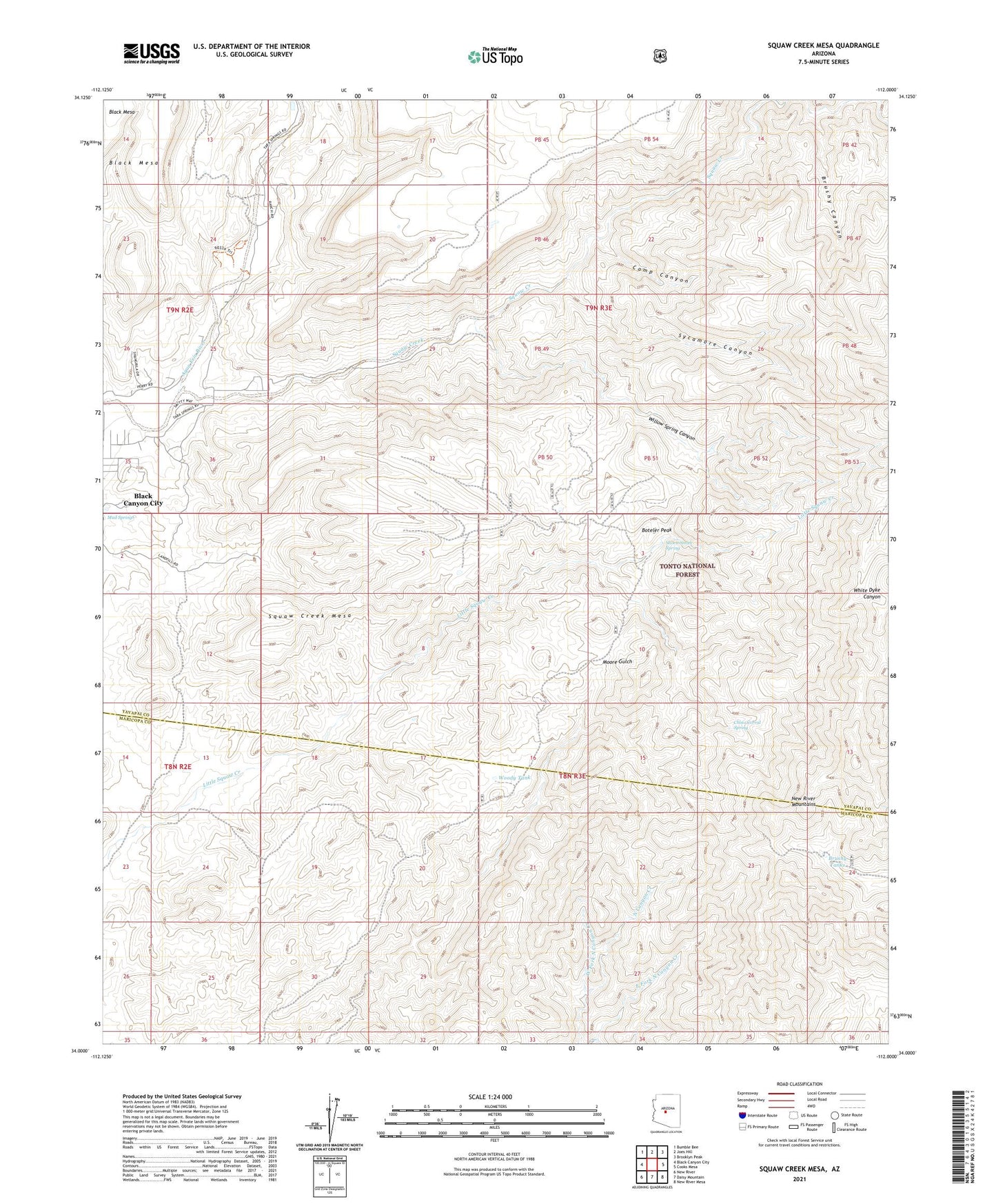 Squaw Creek Mesa Arizona US Topo Map Image