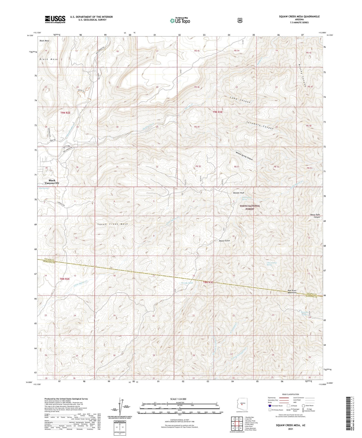Squaw Creek Mesa Arizona US Topo Map Image