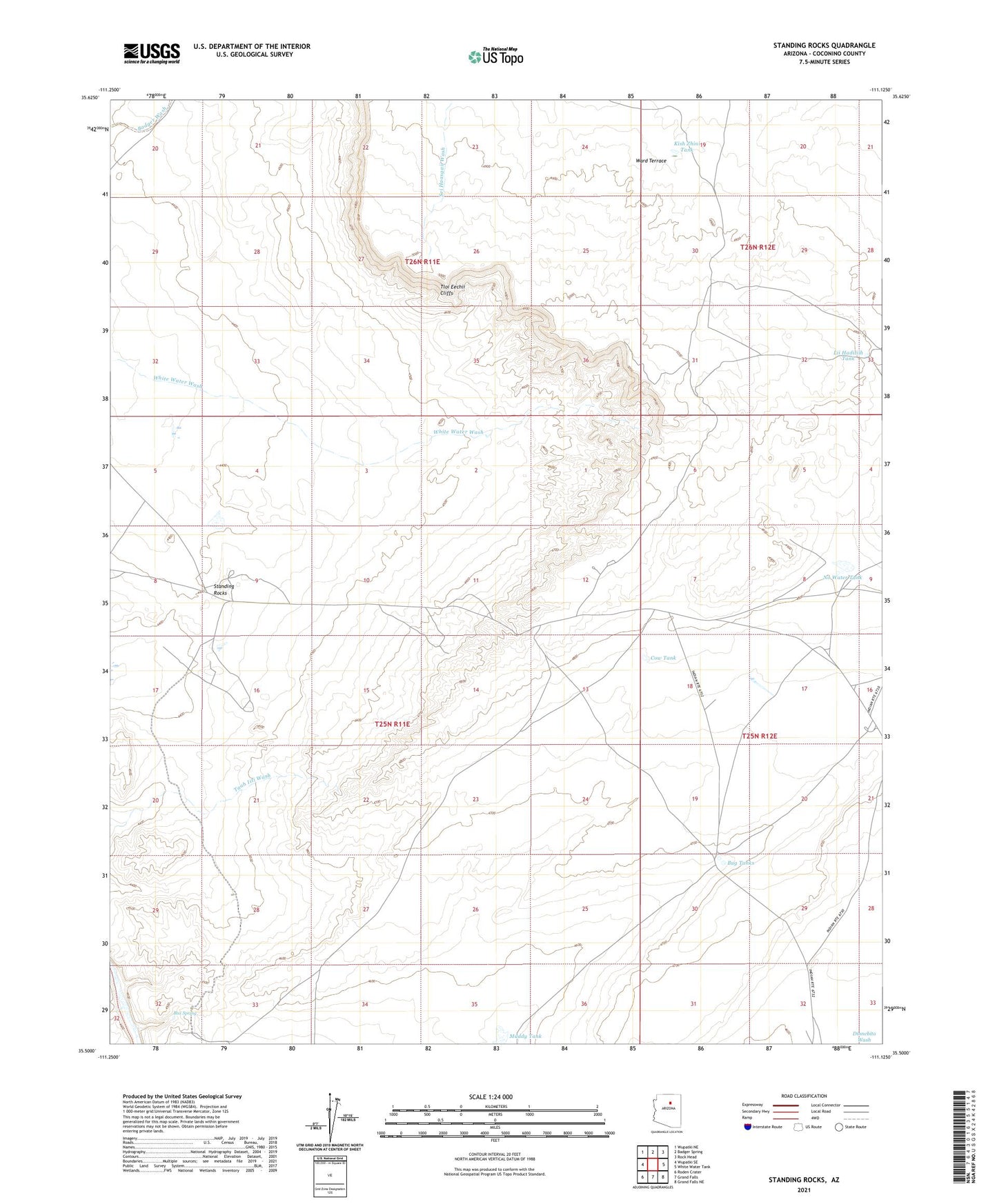 Standing Rocks Arizona US Topo Map Image