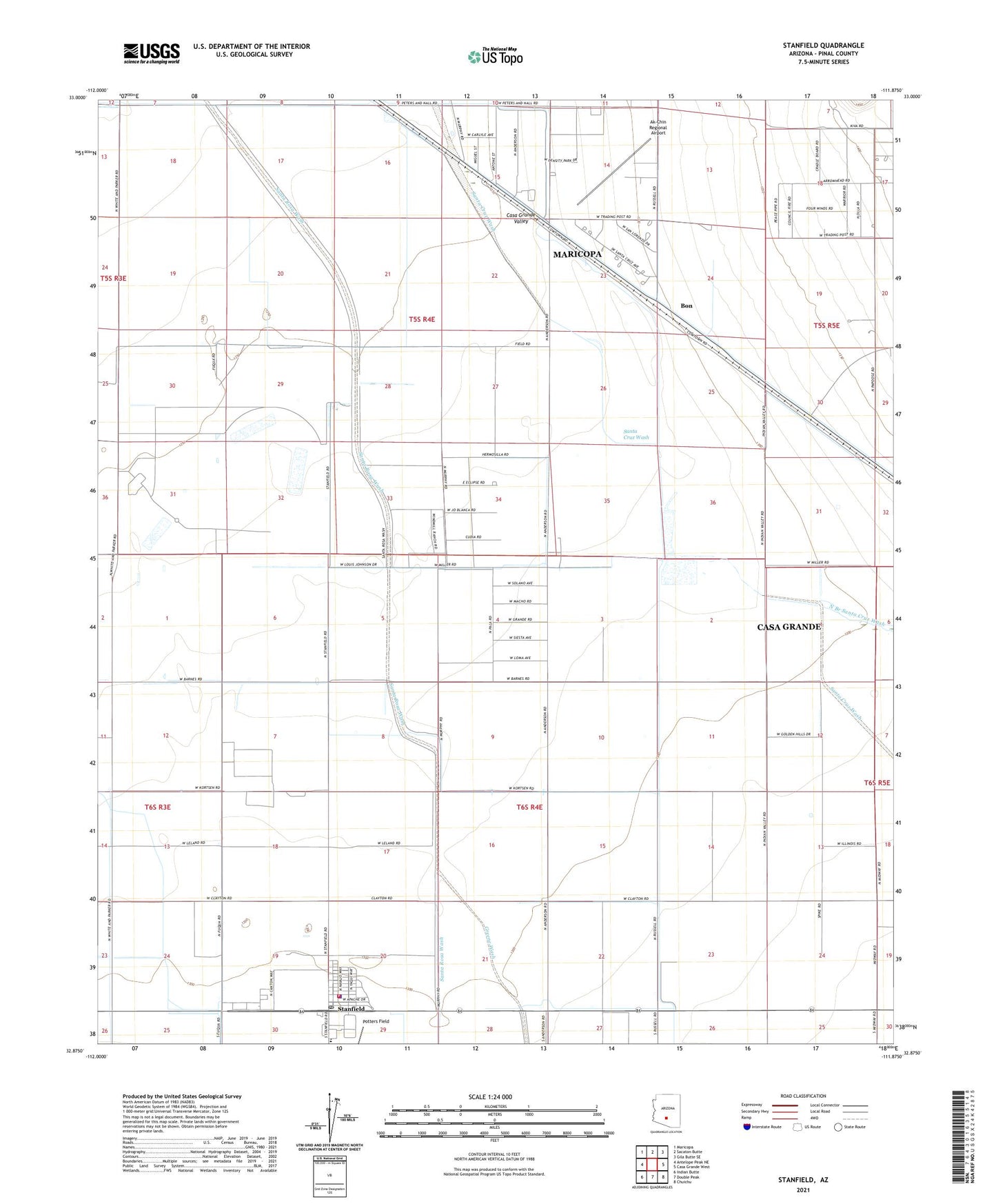 Stanfield Arizona US Topo Map Image
