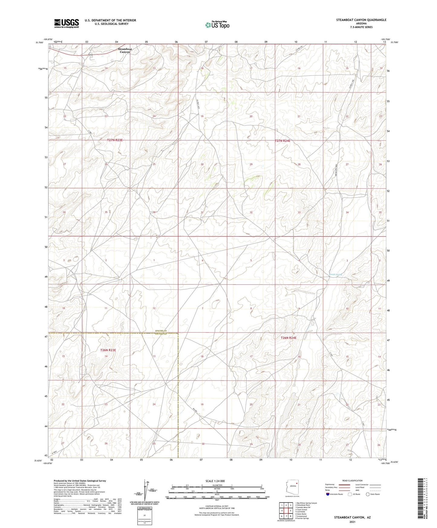 Steamboat Canyon Arizona US Topo Map Image