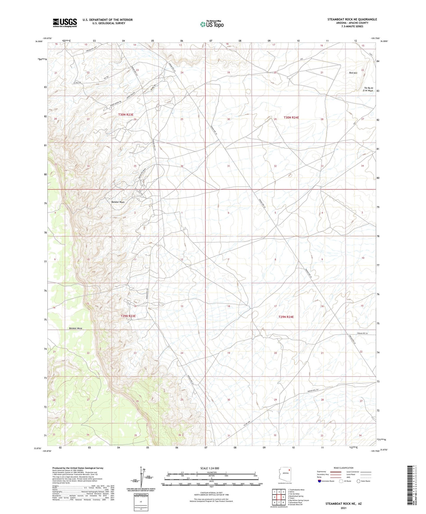 Steamboat Rock NE Arizona US Topo Map Image