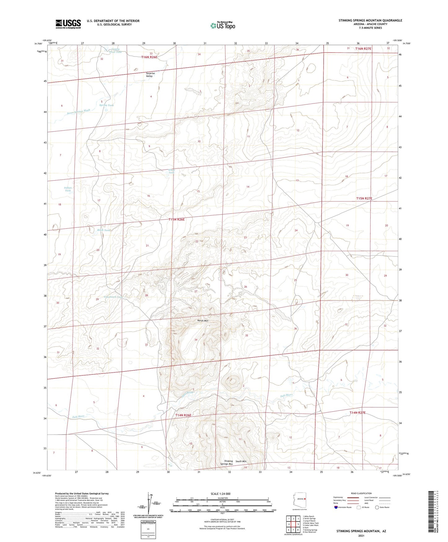 Stinking Springs Mountain Arizona US Topo Map Image