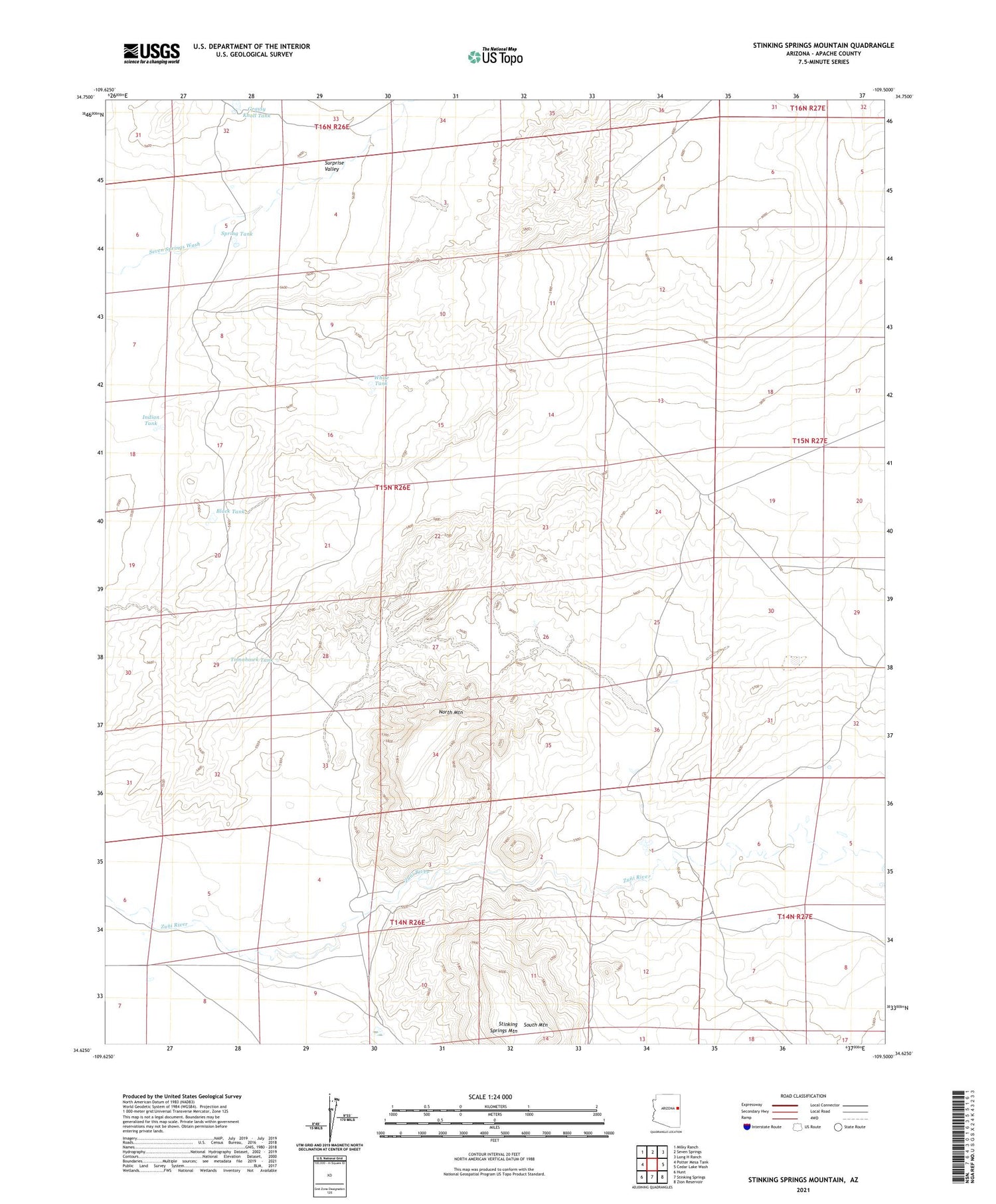 Stinking Springs Mountain Arizona US Topo Map Image