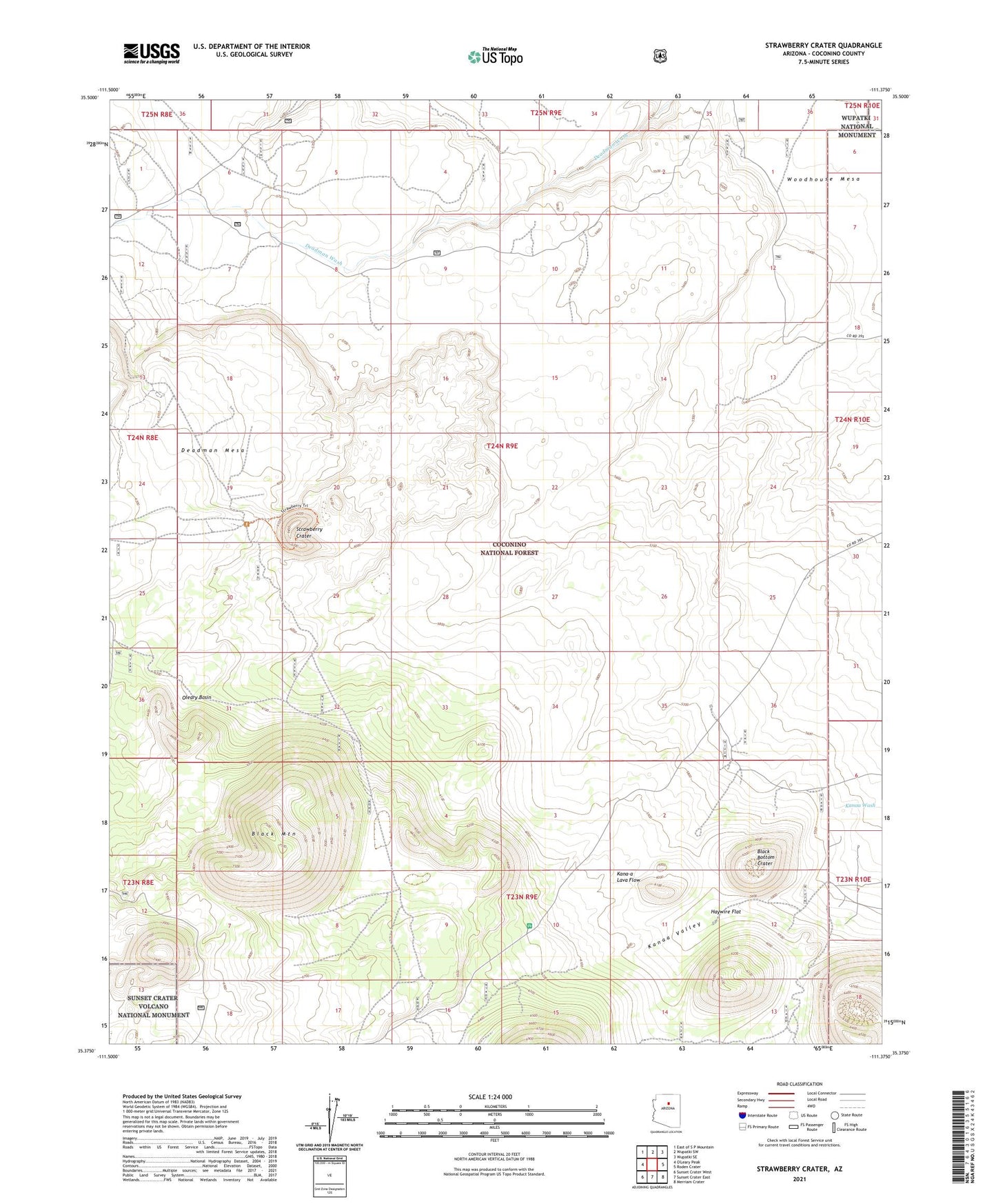 Strawberry Crater Arizona US Topo Map Image