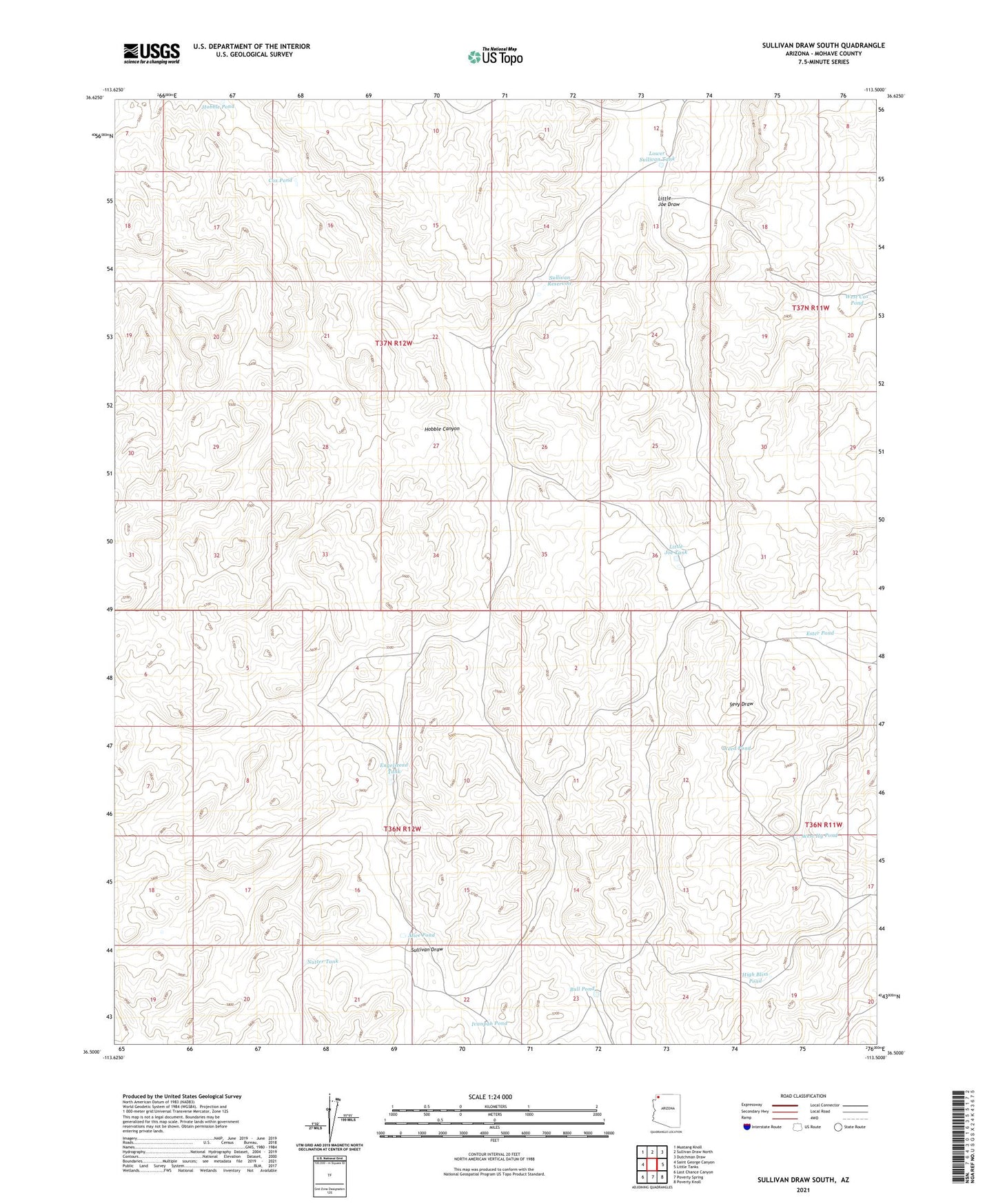 Sullivan Draw South Arizona US Topo Map Image