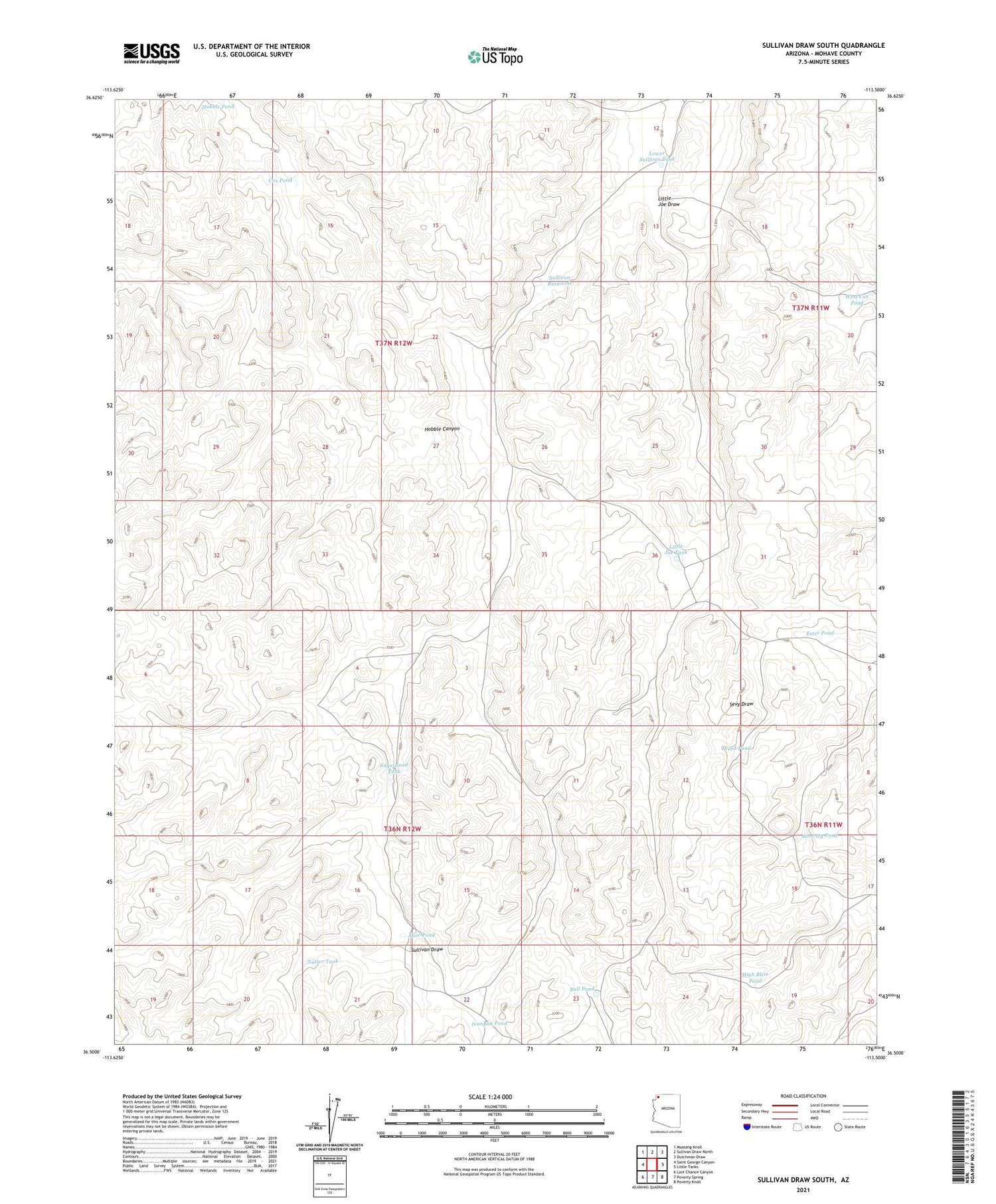 Sullivan Draw South Arizona US Topo Map Image