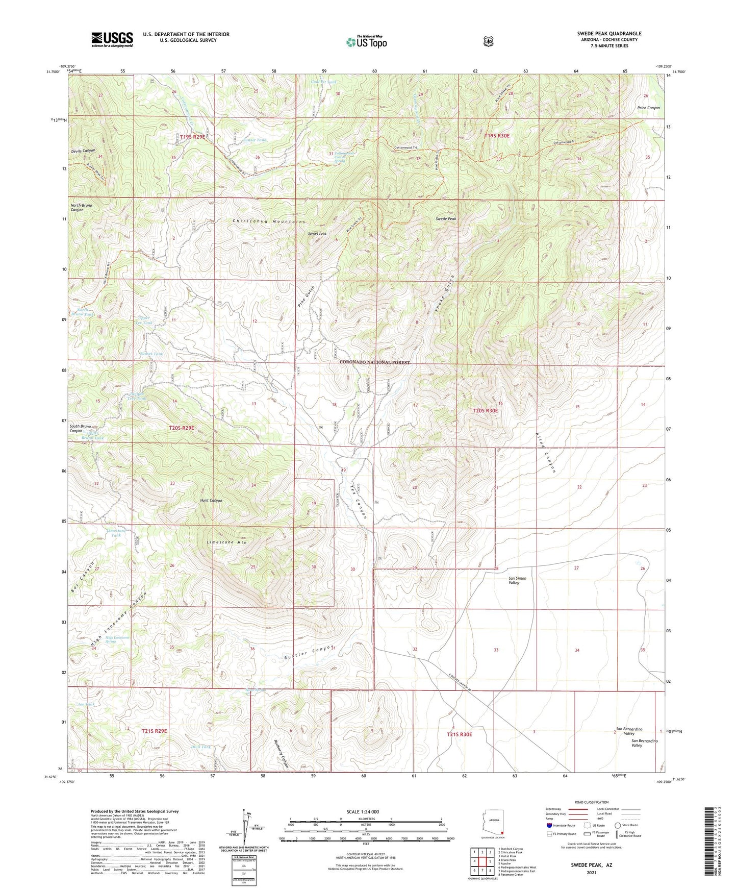 Swede Peak Arizona US Topo Map Image