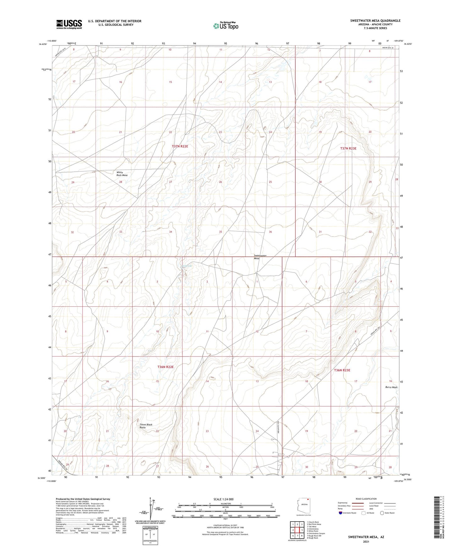 Sweetwater Mesa Arizona US Topo Map Image