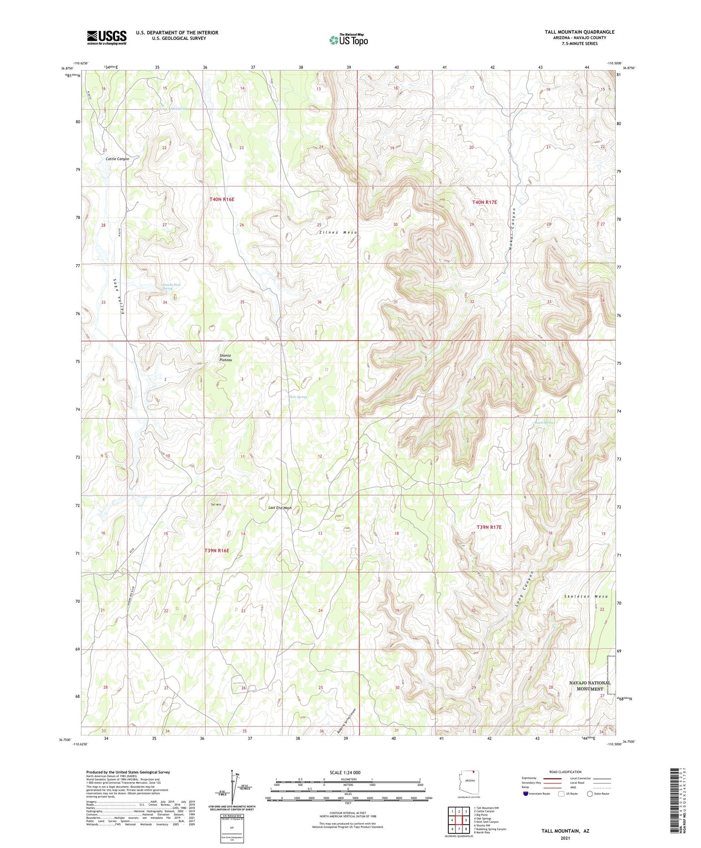 Tall Mountain Arizona US Topo Map Image