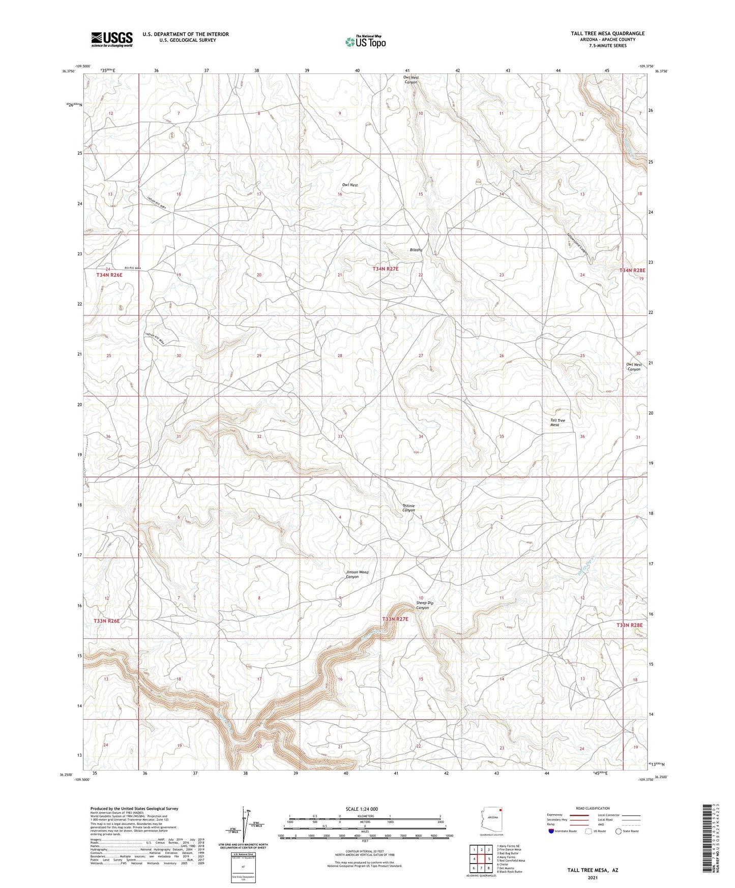 Tall Tree Mesa Arizona US Topo Map Image