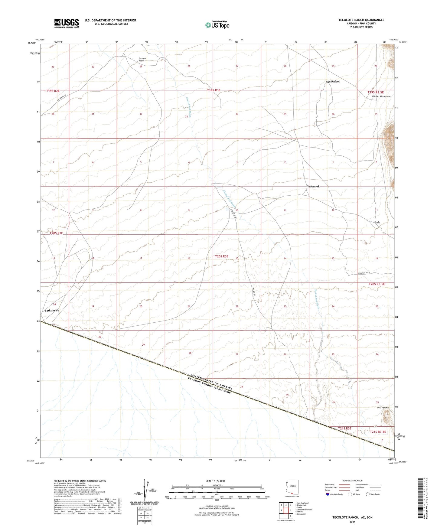 Tecolote Ranch Arizona US Topo Map Image