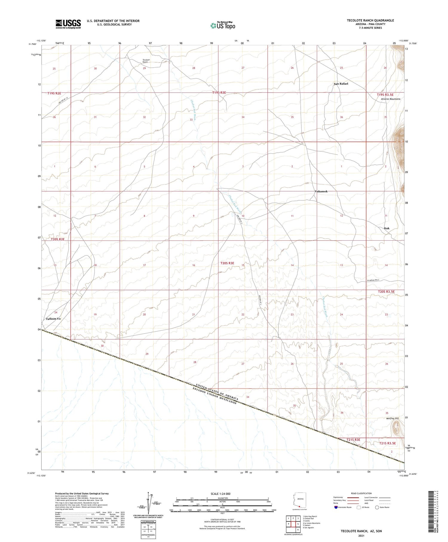 Tecolote Ranch Arizona US Topo Map Image