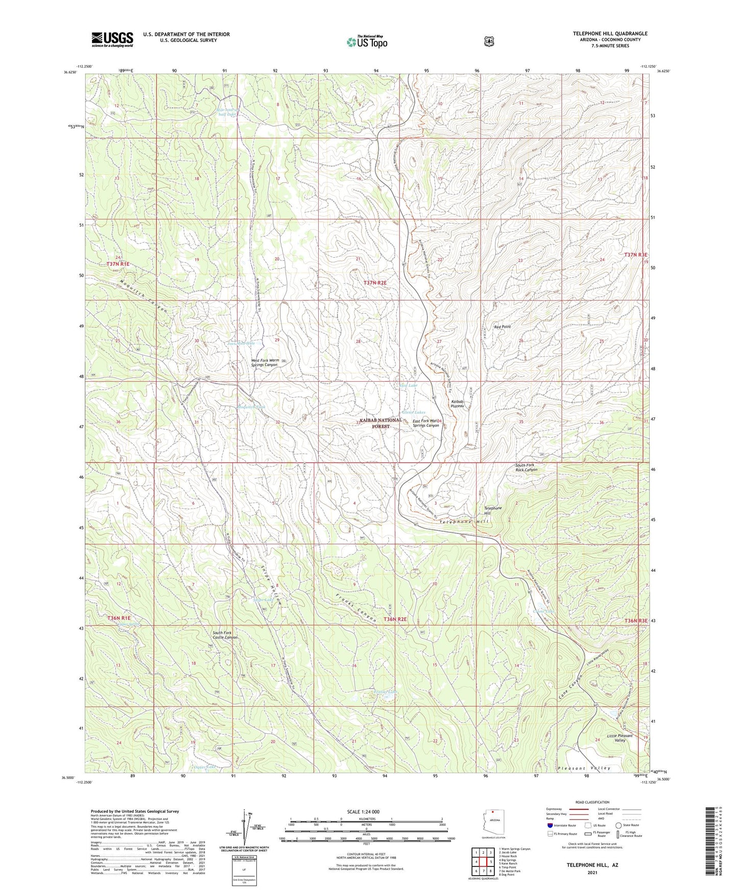 Telephone Hill Arizona US Topo Map Image