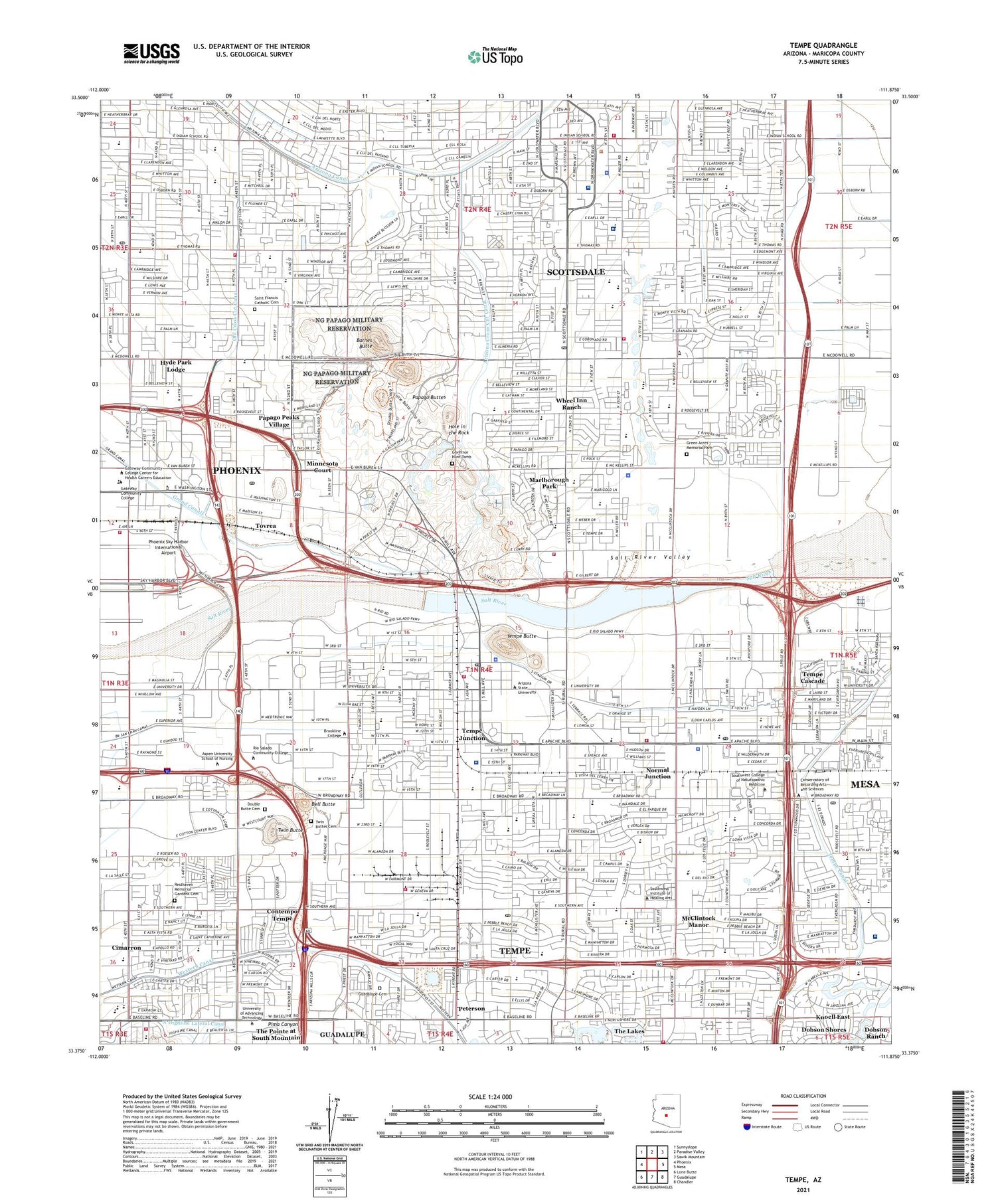 Tempe Arizona US Topo Map Image