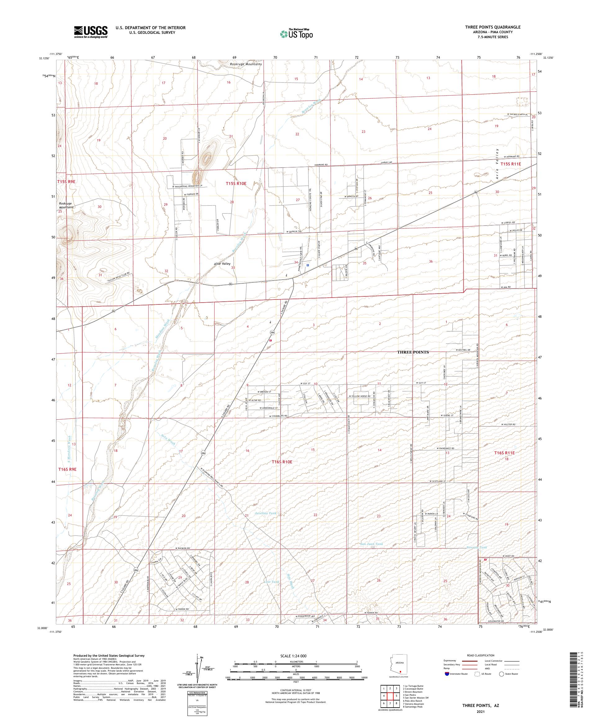 Three Points Arizona US Topo Map – MyTopo Map Store