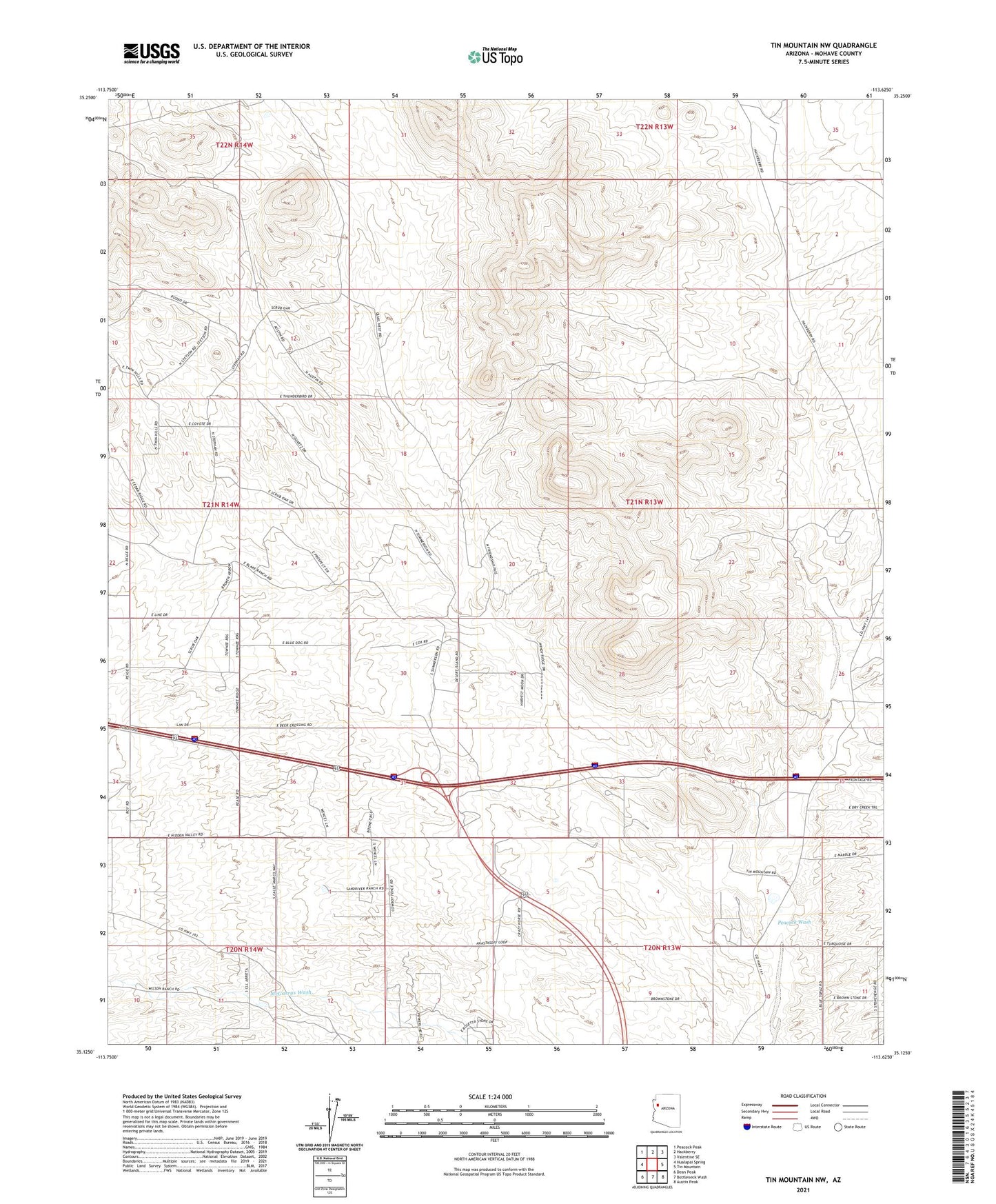 Tin Mountain NW Arizona US Topo Map Image