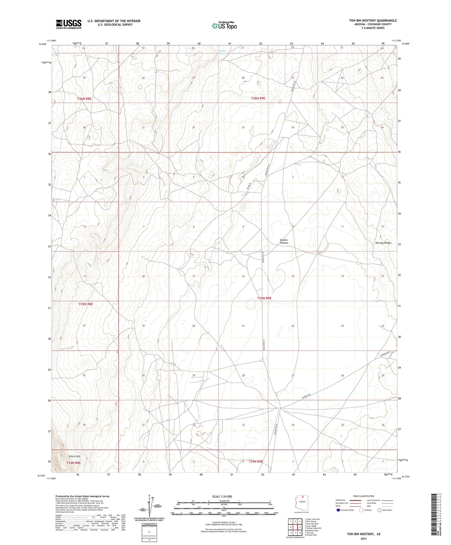 Toh Bih Nosteny Arizona US Topo Map Image