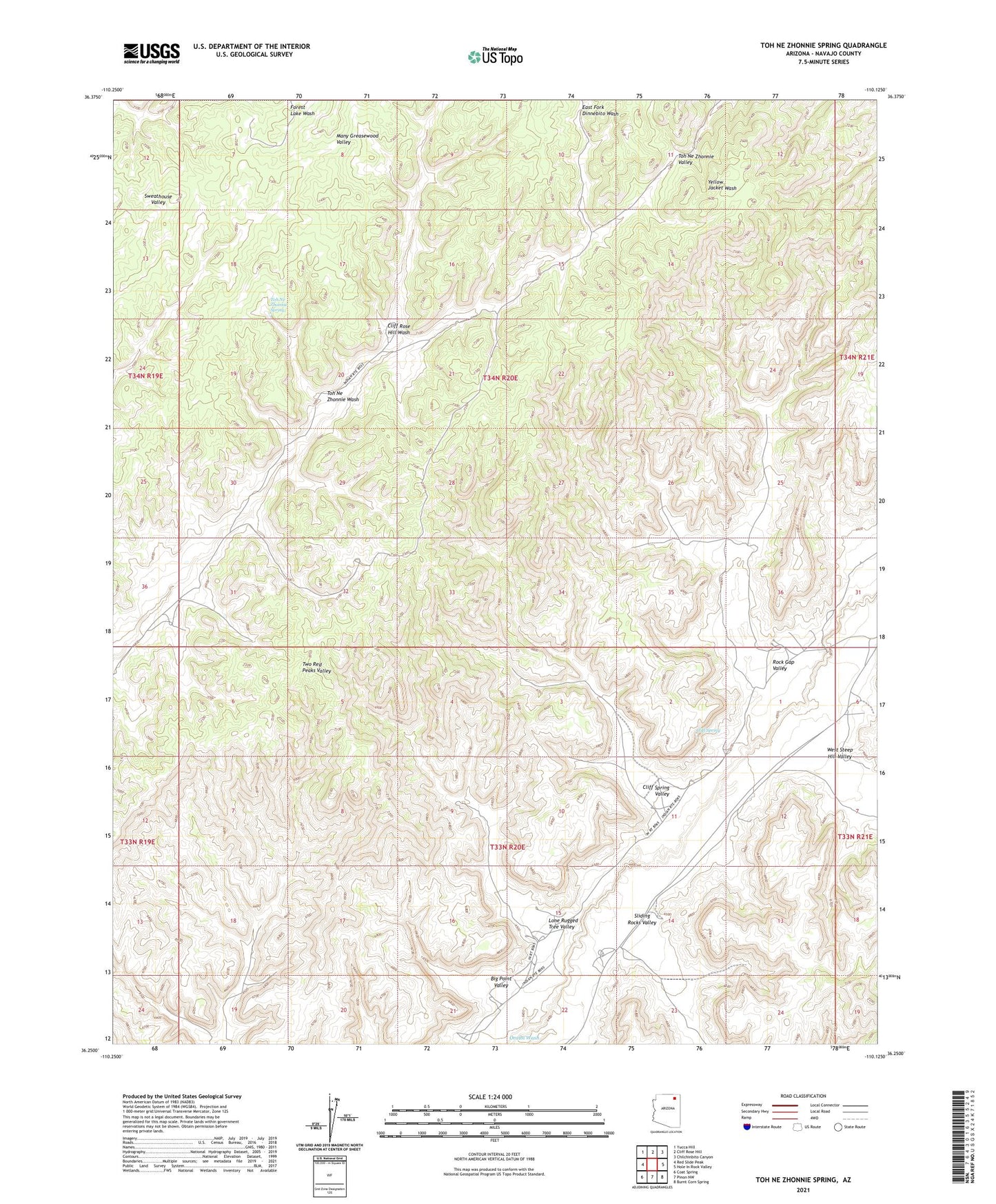Toh Ne Zhonnie Spring Arizona US Topo Map Image