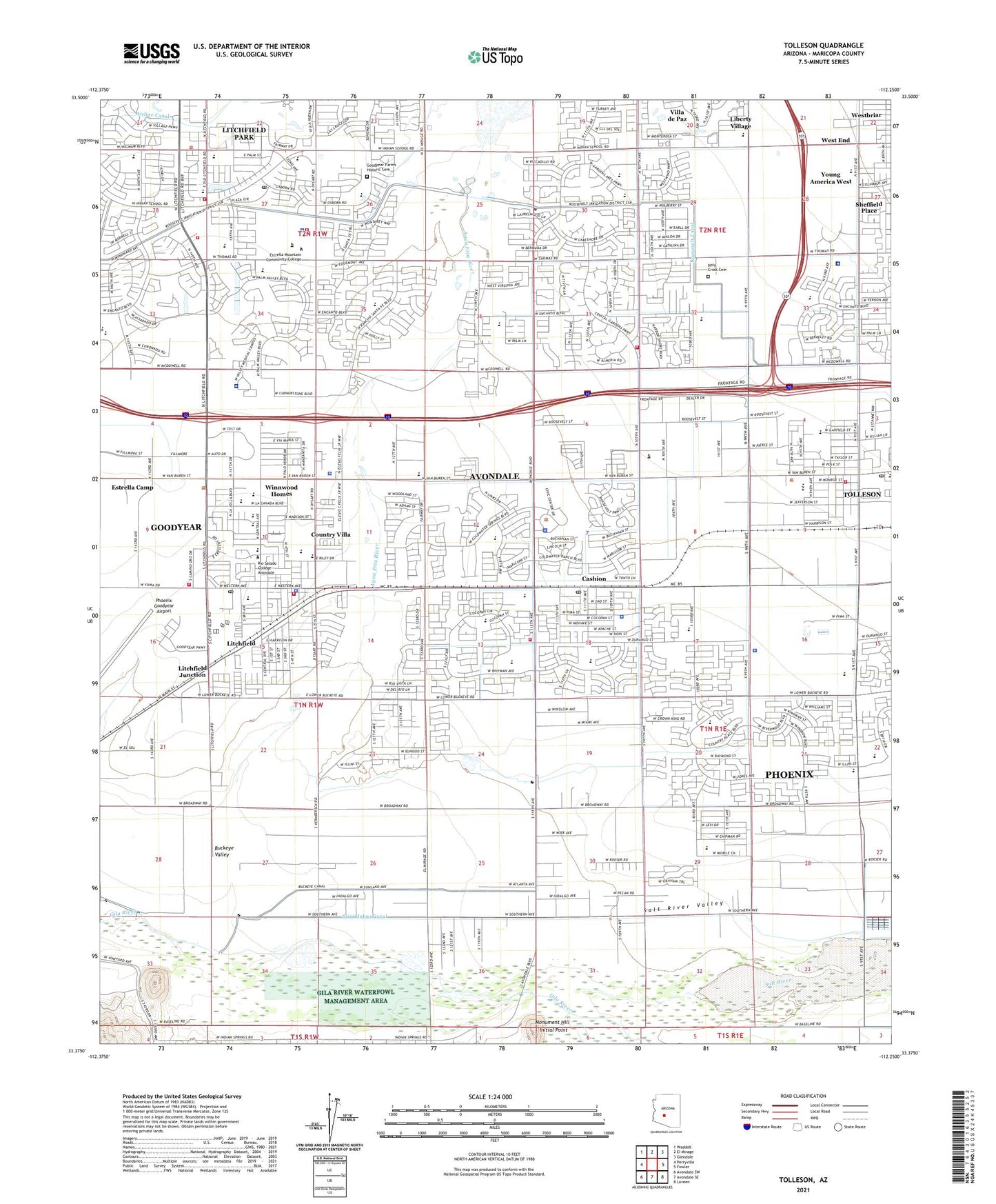 Tolleson Arizona US Topo Map Image