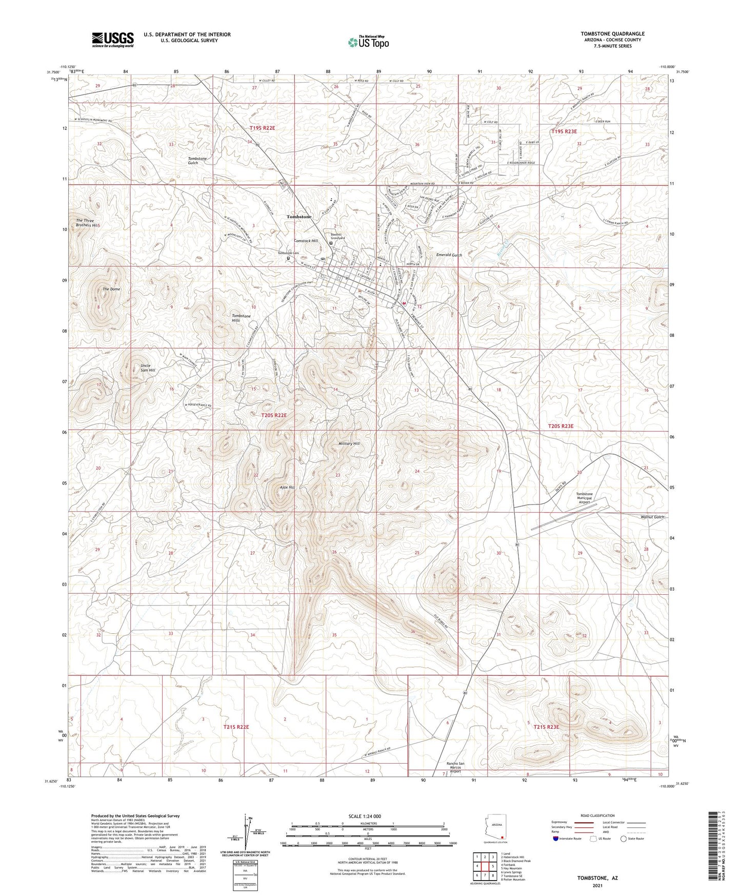 Tombstone Arizona US Topo Map Image