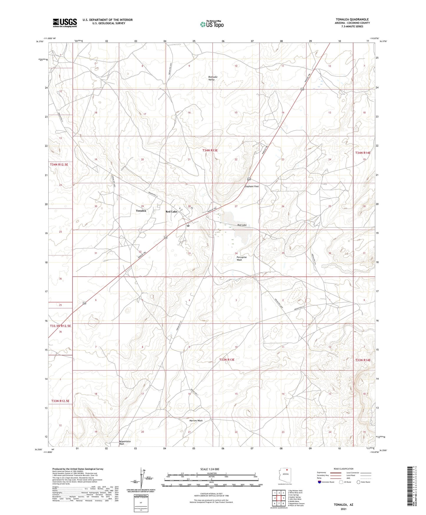 Tonalea Arizona US Topo Map Image