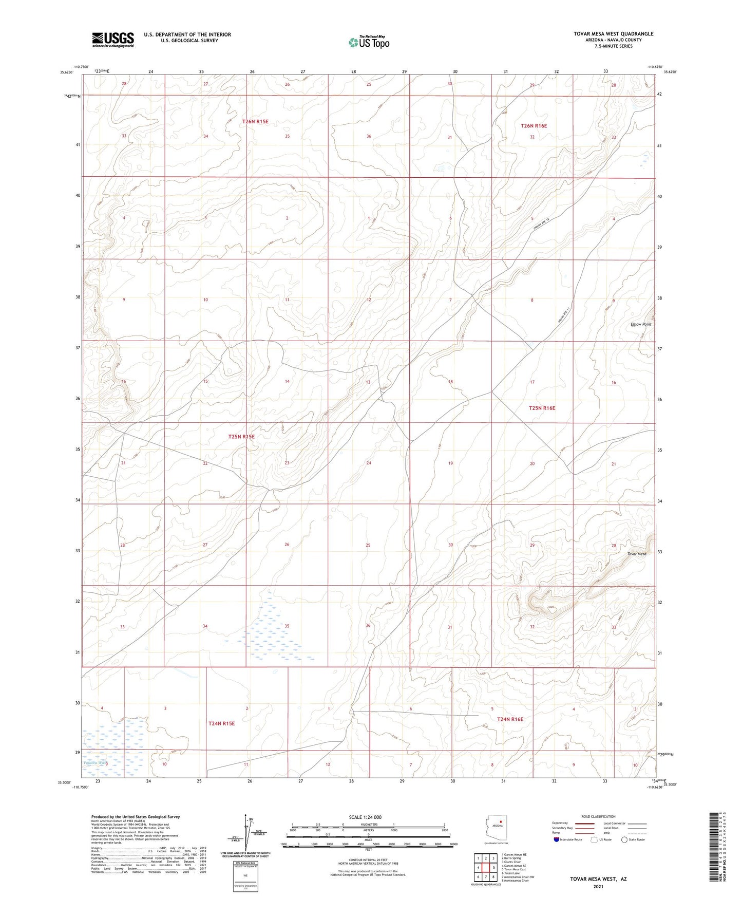 Tovar Mesa West Arizona US Topo Map Image