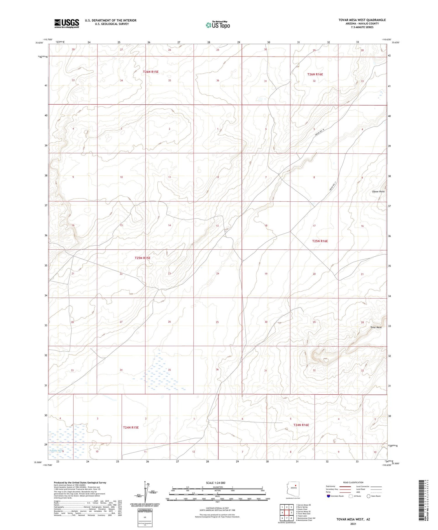 Tovar Mesa West Arizona US Topo Map Image