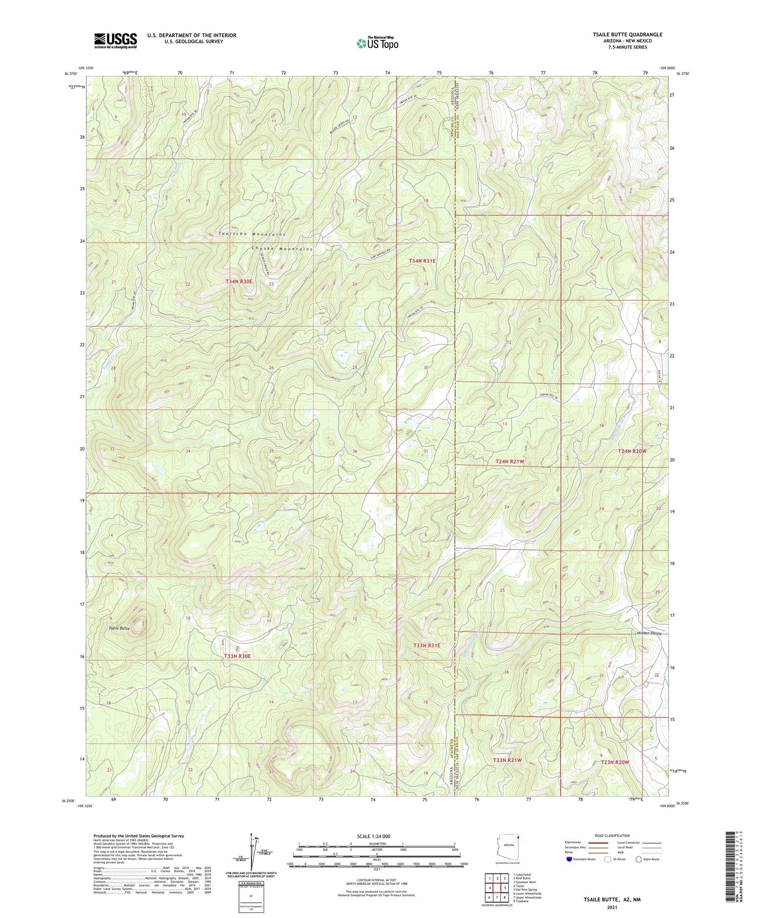 Tsaile Butte Arizona US Topo Map Image
