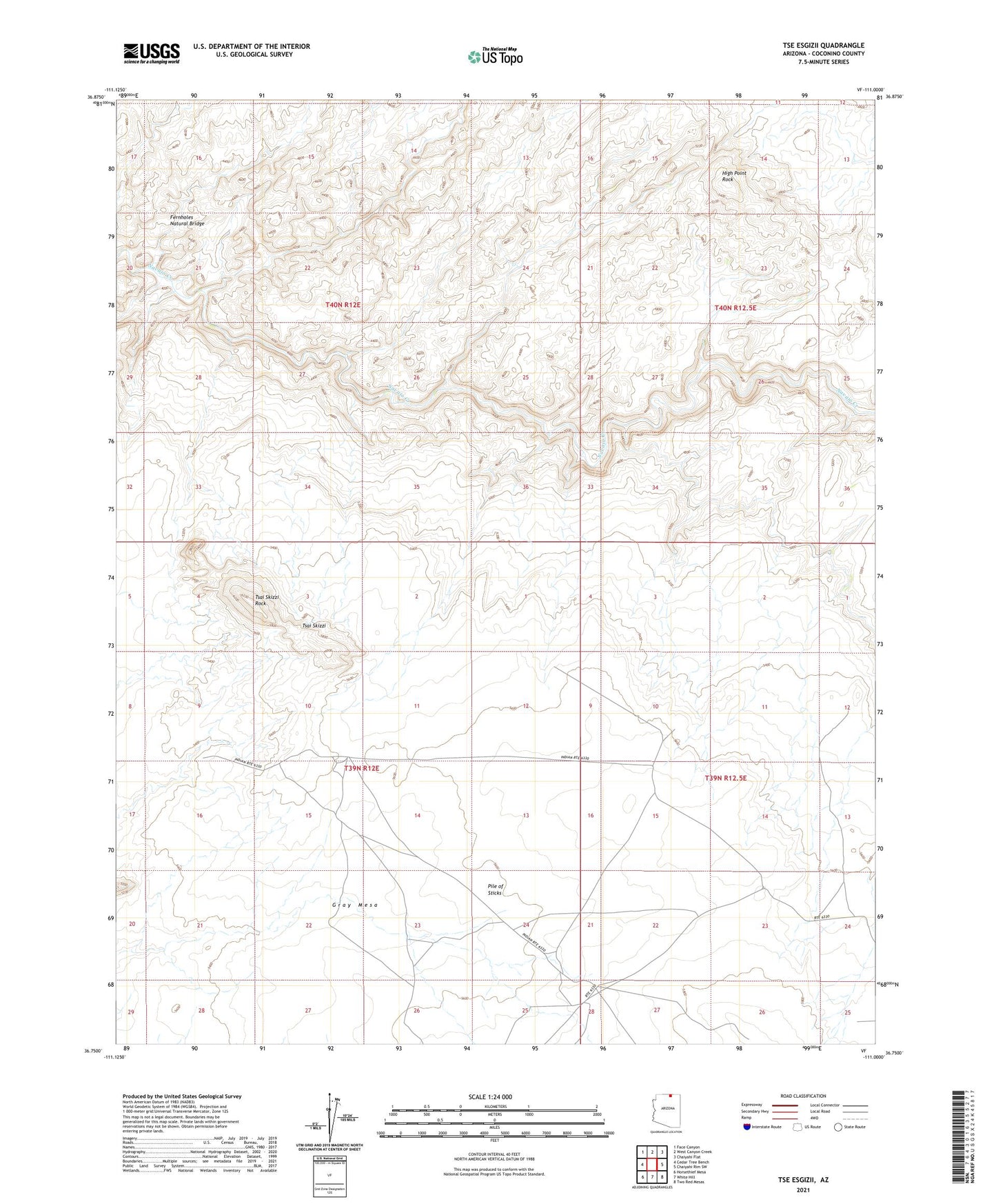 Tse Esgizii Arizona US Topo Map Image