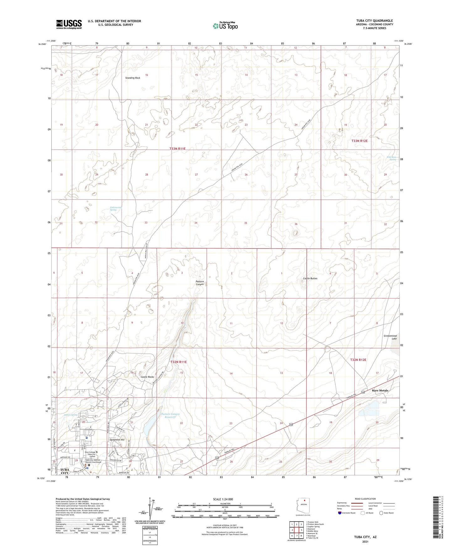 Tuba City Arizona US Topo Map Image