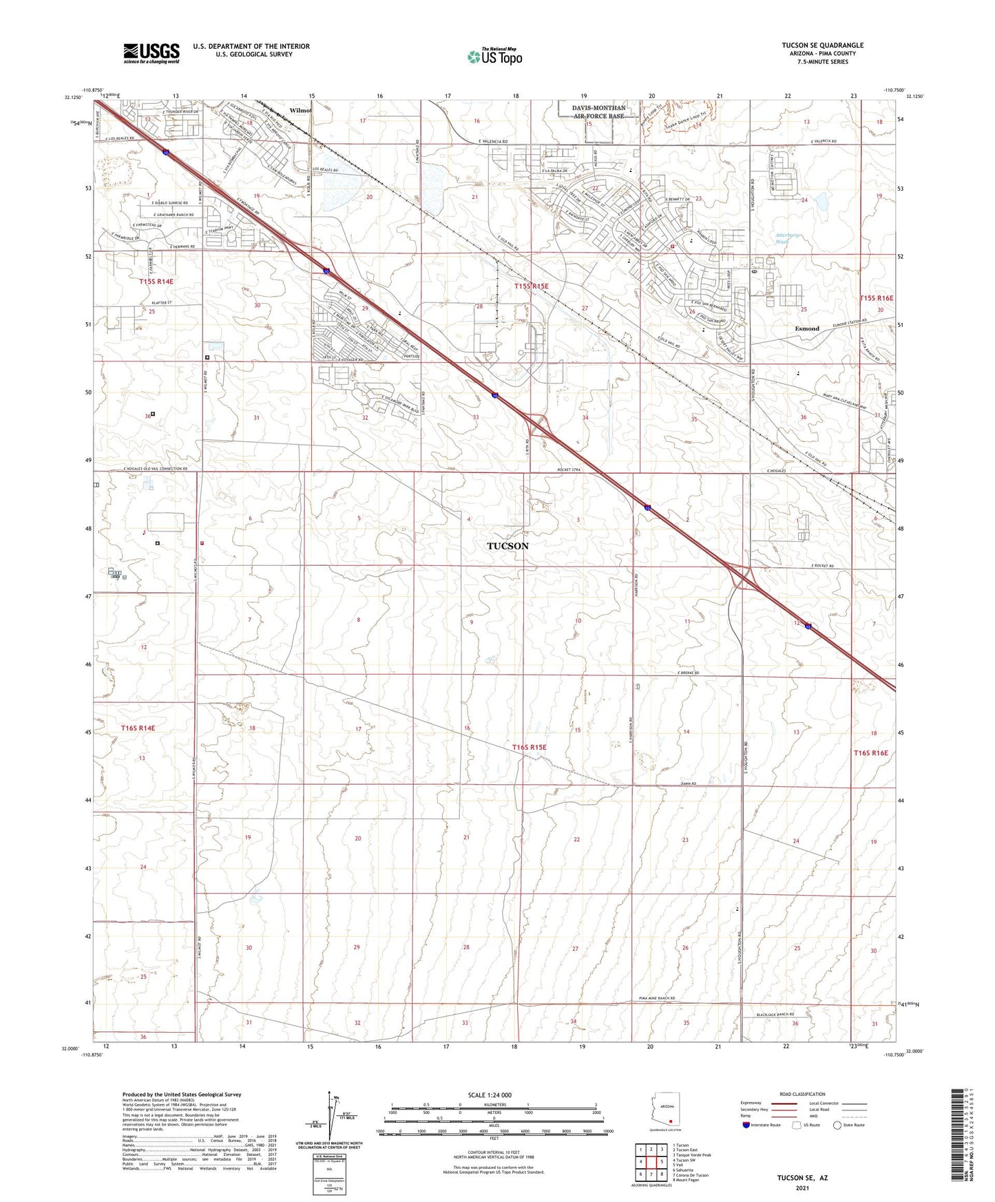 Tucson SE Arizona US Topo Map Image