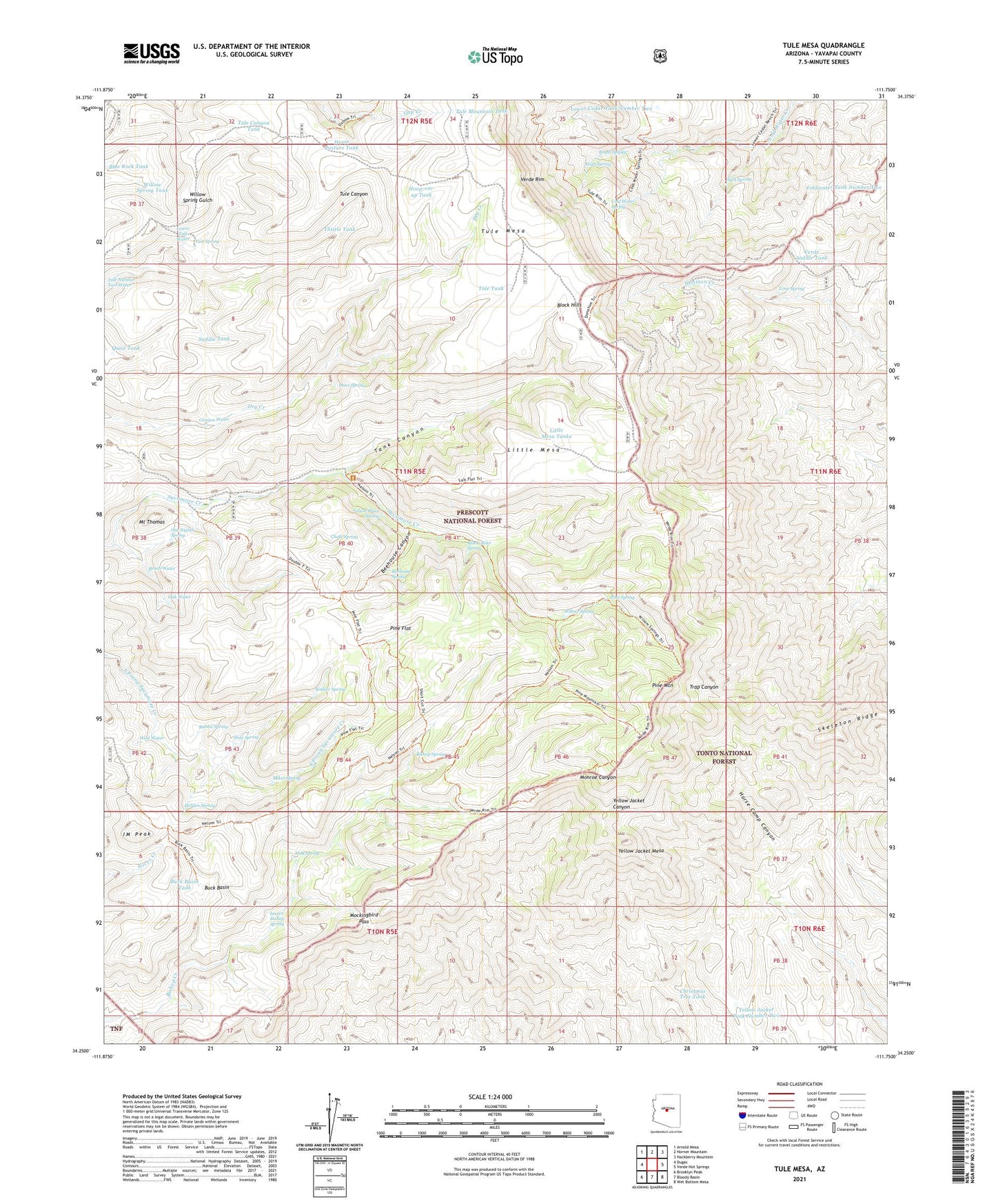 Tule Mesa Arizona US Topo Map Image
