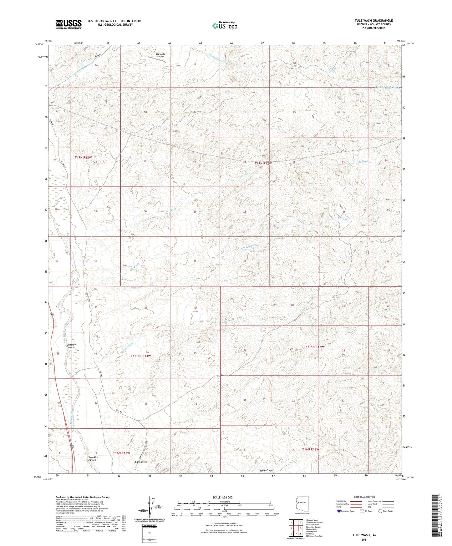 Tule Wash Arizona US Topo Map Image