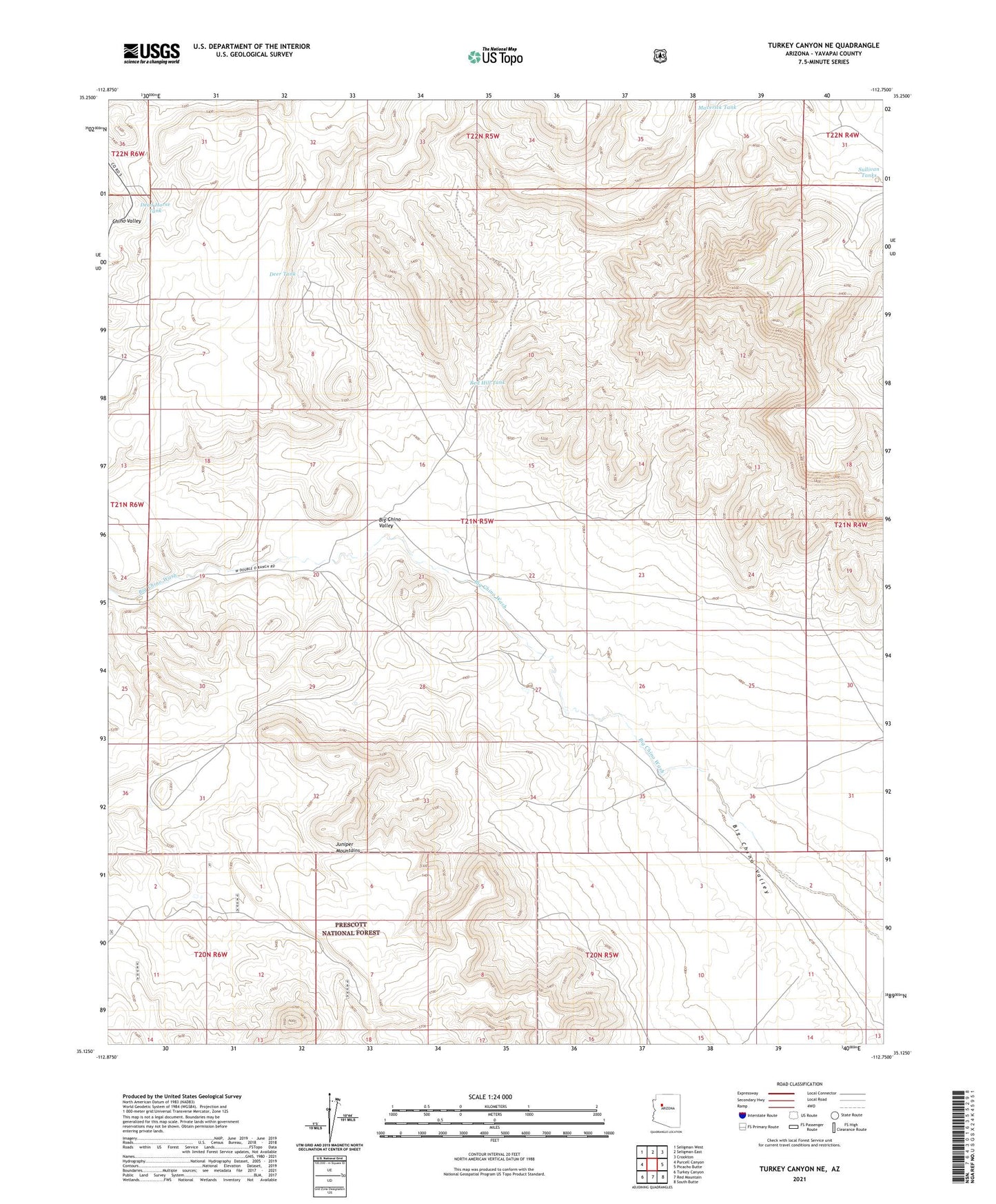 Turkey Canyon NE Arizona US Topo Map Image