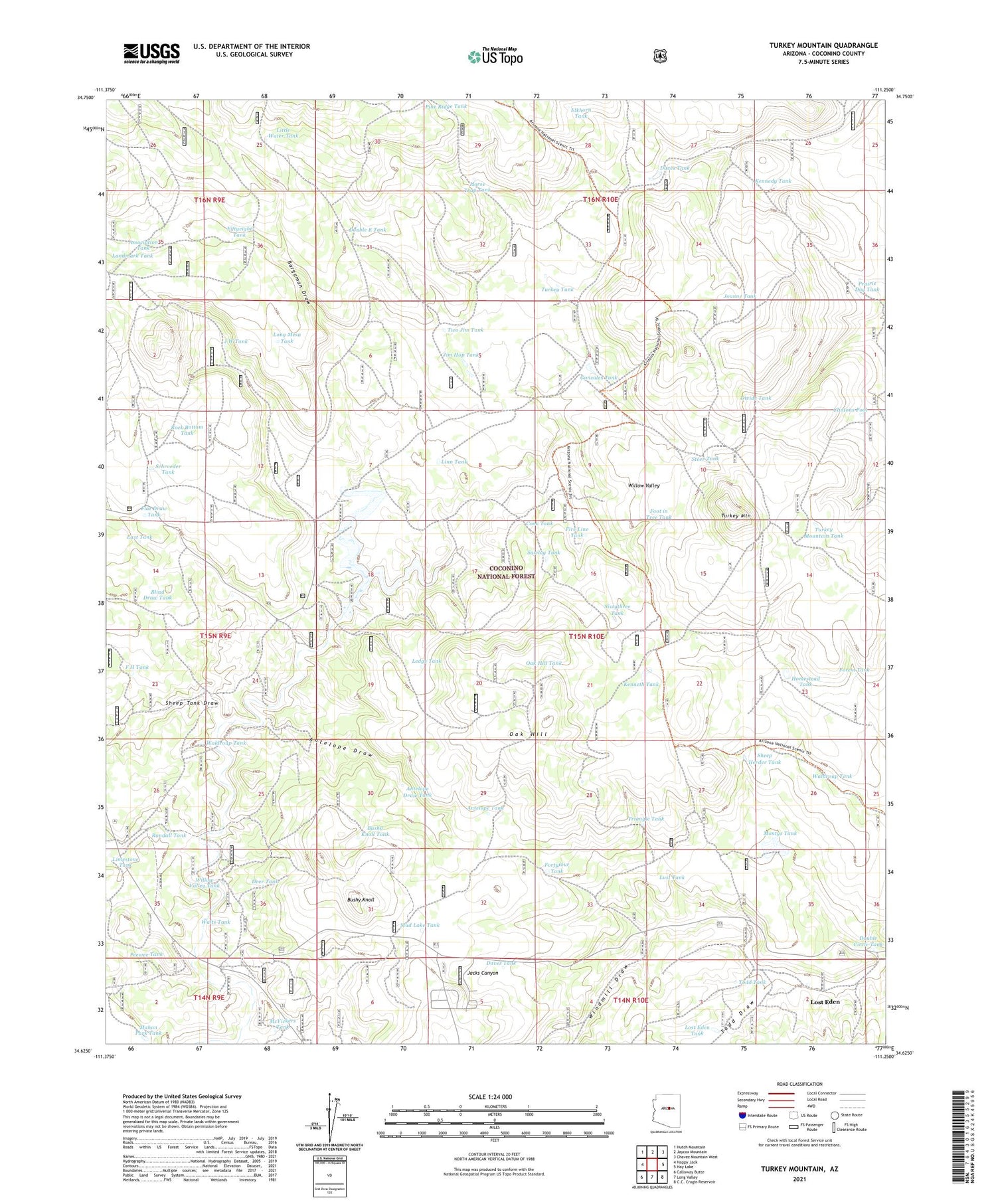 Turkey Mountain Arizona US Topo Map Image